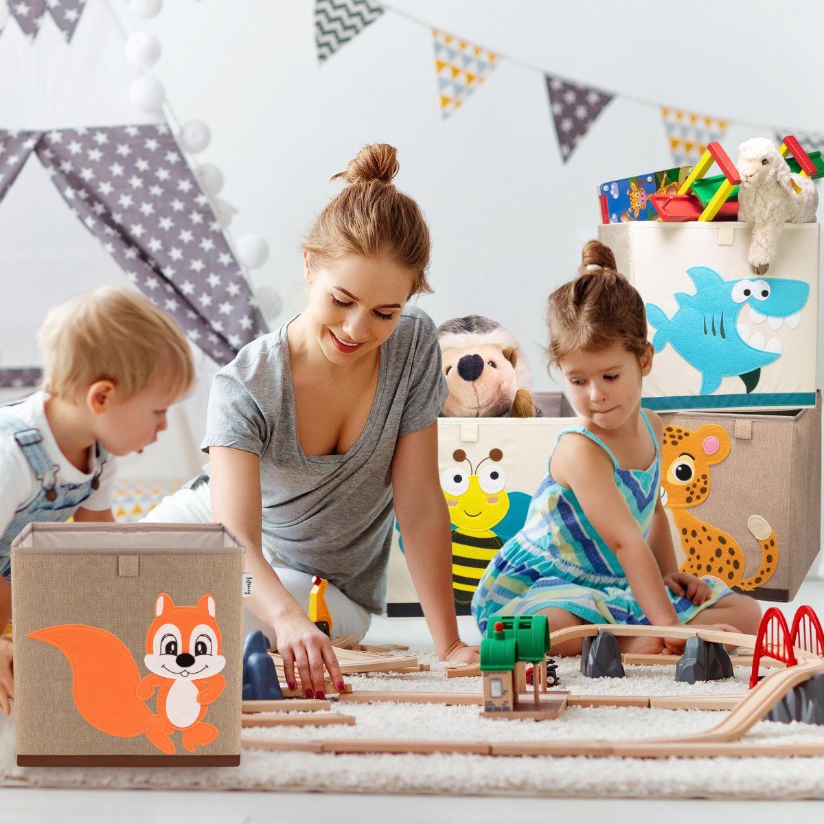 Boîte de rangement en tissu pour enfant "écureuil", compatible Ikea Kallax Lifeney Fackelmann - Mathon - 2