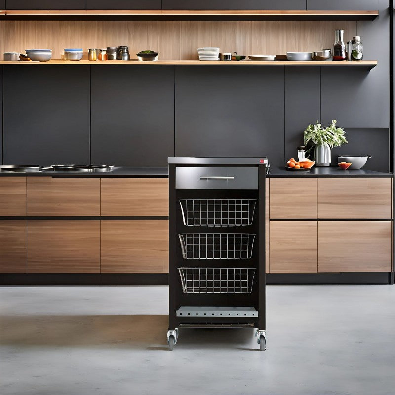 Desserte de cuisine plateau supérieur en Acier Inoxydable, CHELSEA, Noir Don Hierro - Mathon - 2