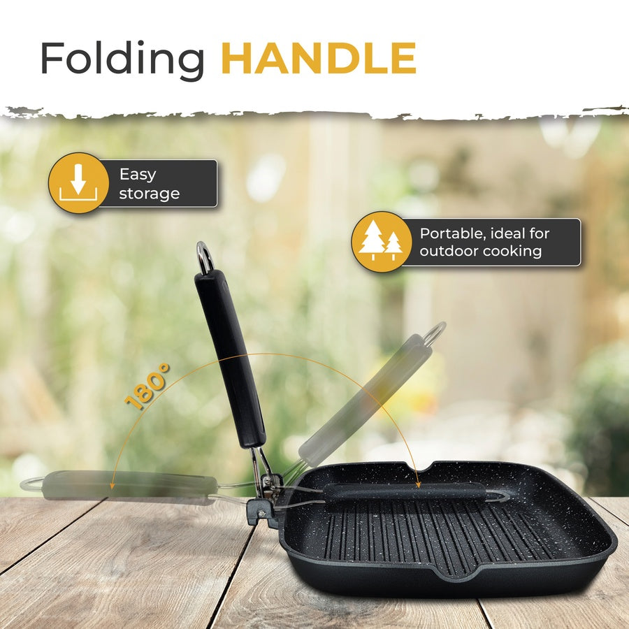 Poêle à Griller Induction Antiadhésif Titane 20x20cm Fonte d