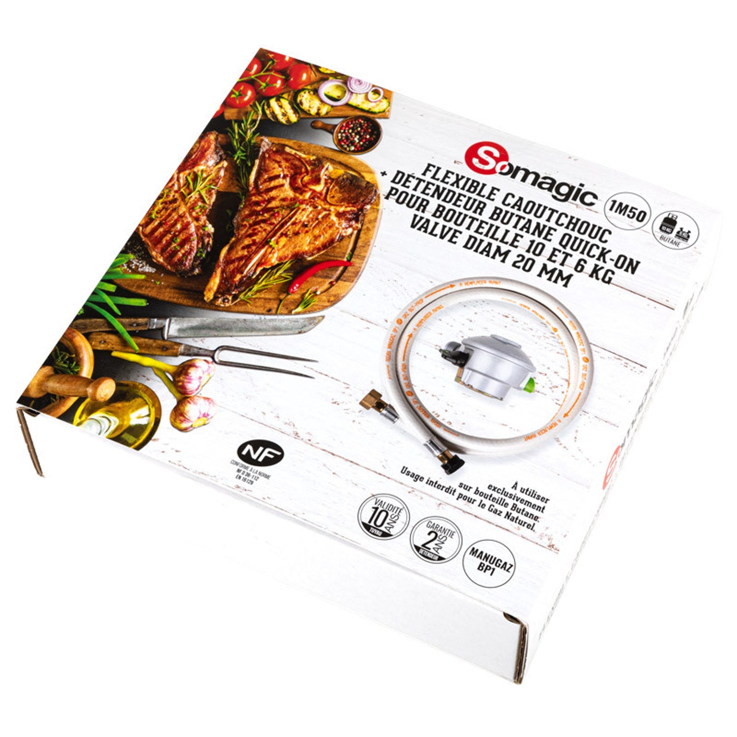 Kit butane Flexible embouts à visser + détendeur à clipser Quick-on Somagic - Mathon