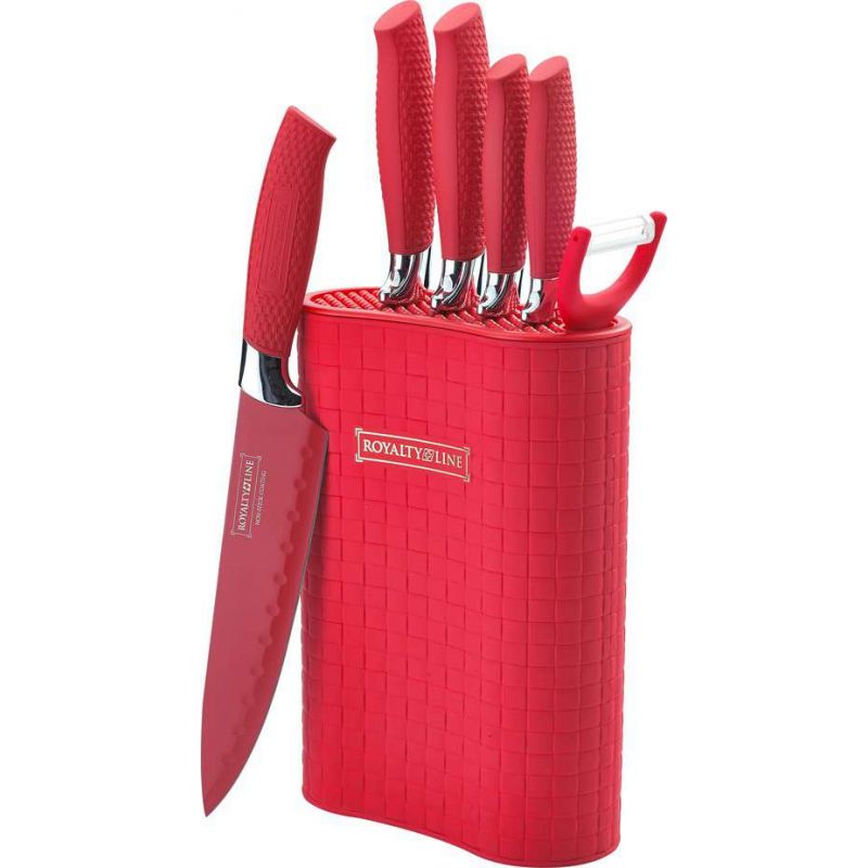 Set de couteaux avec support 7 pièces Rouge Royalty Line RL6MSTR Royalty Line - Mathon - 1