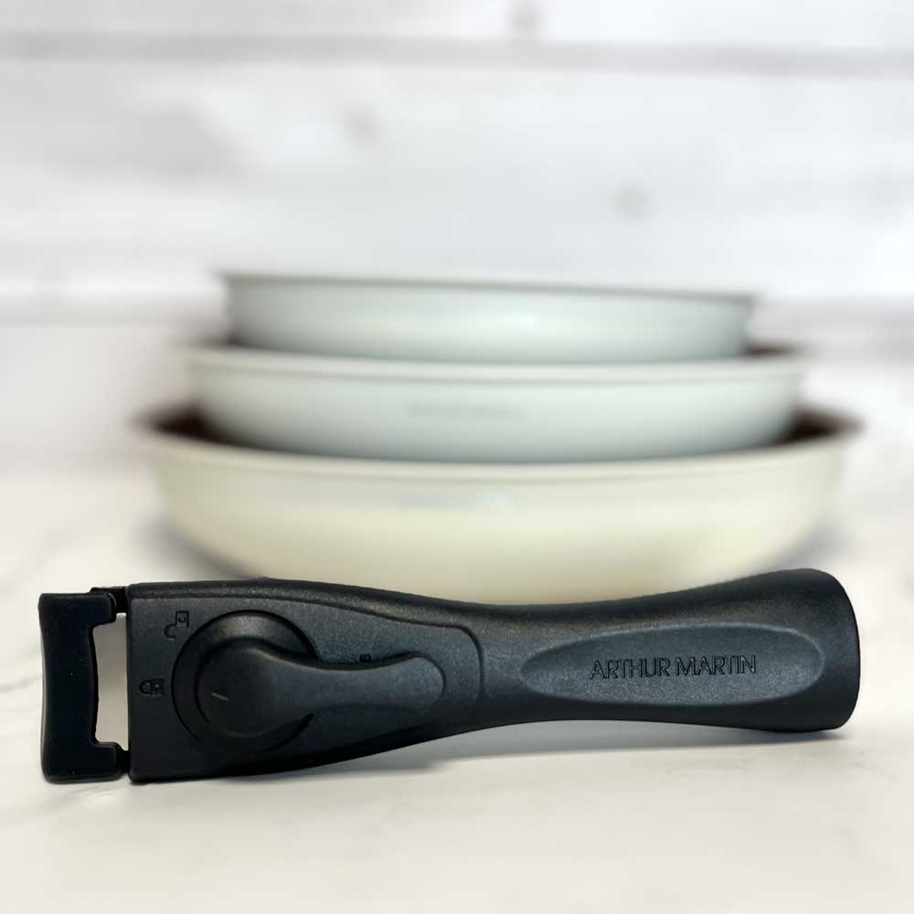 Lot de 3 Poêles en Aluminium avec Poignée Amovible - Revêtement Antiadhérent - Tous Feux dont Induction - Mathon - 6