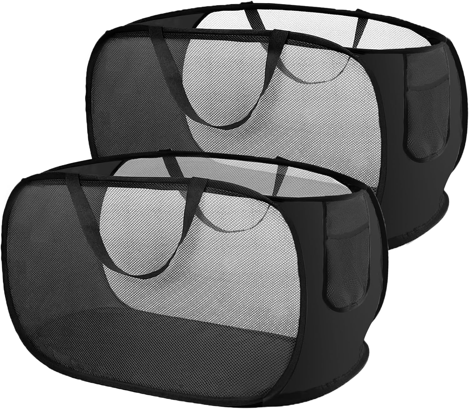 Lot de 2 paniers à linge pliables noir 75L Vendos85 - Mathon