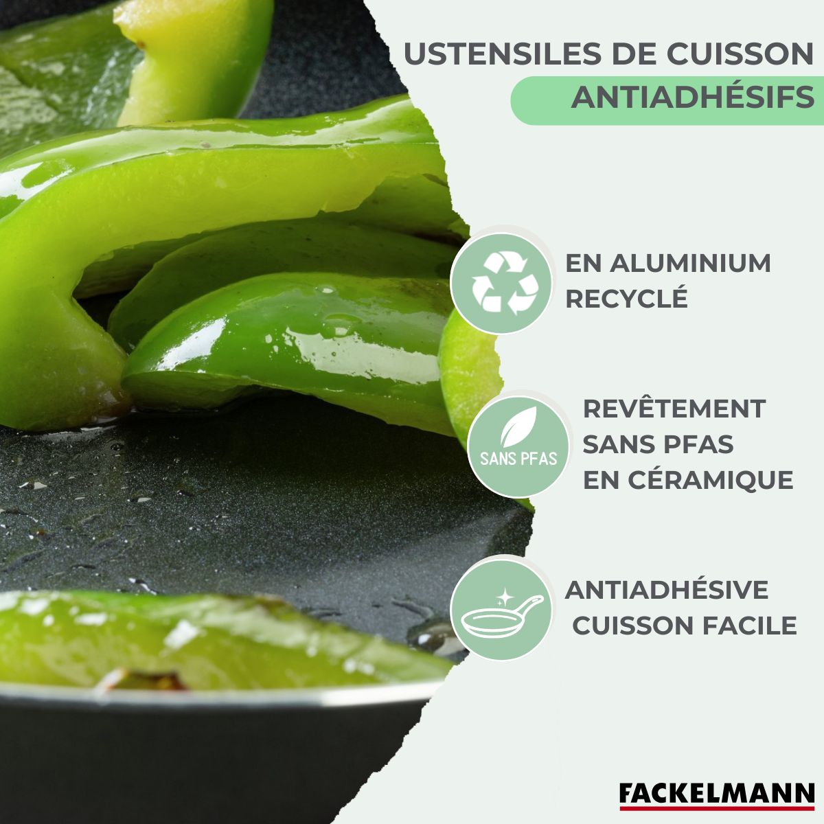 Lot Poêles 20/24cm & Casseroles 16/18/20cm  Brandao avec 5 ustensiles Fackelmann - Mathon - 4