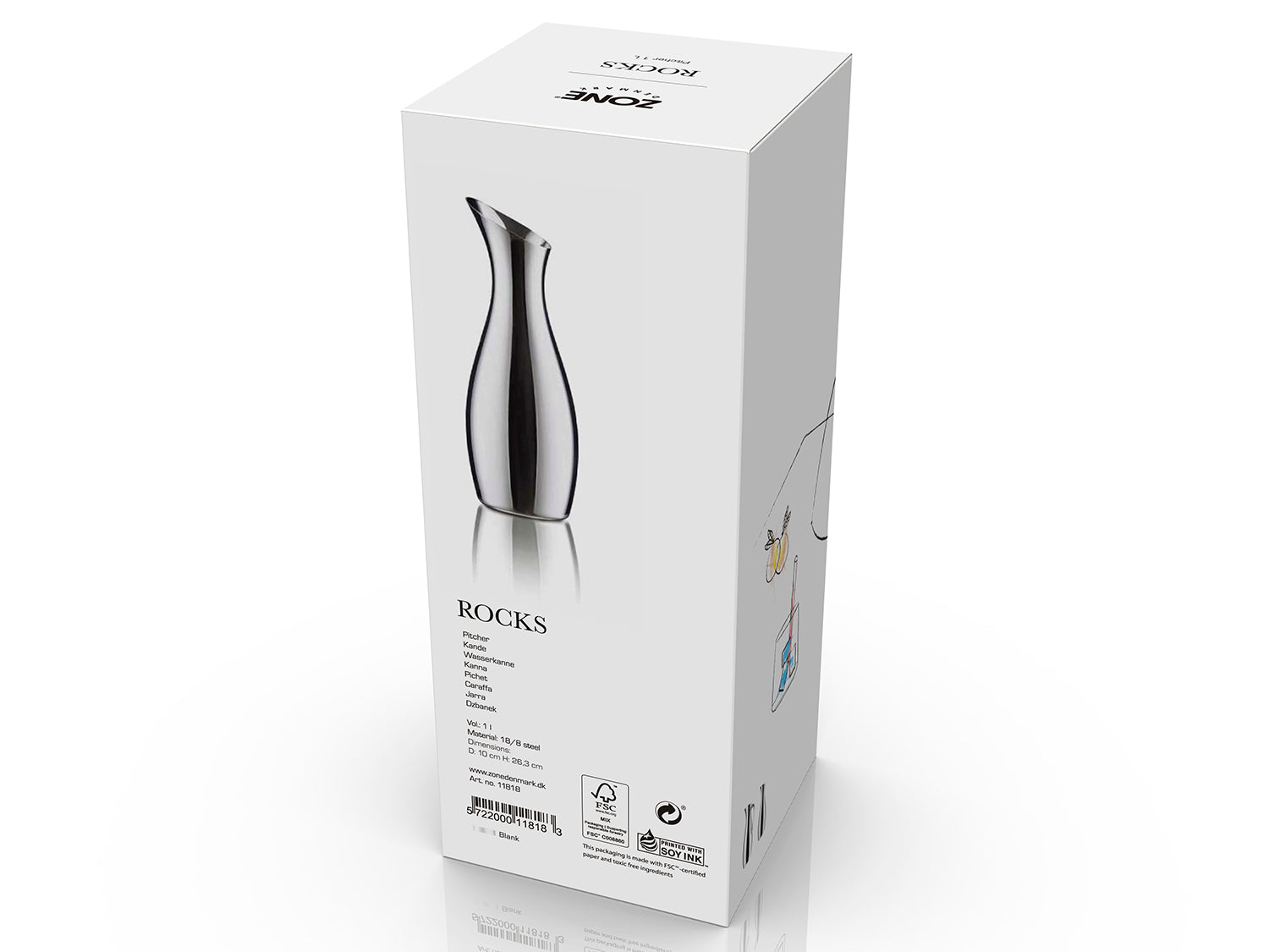 Pichet ROCKS en acier inoxydable Acier poli Zone Denmark - Mathon - 3