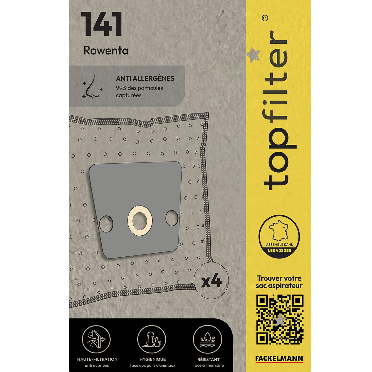 Lot de 4 sacs aspirateur Rowenta TopFilter Premium TopFilter - Mathon - 1