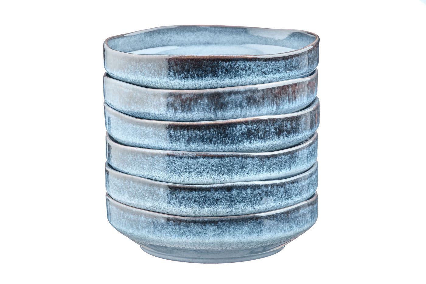 Lot de 6 assiettes creuses en grès bleu D21 Björn - Mathon - 3