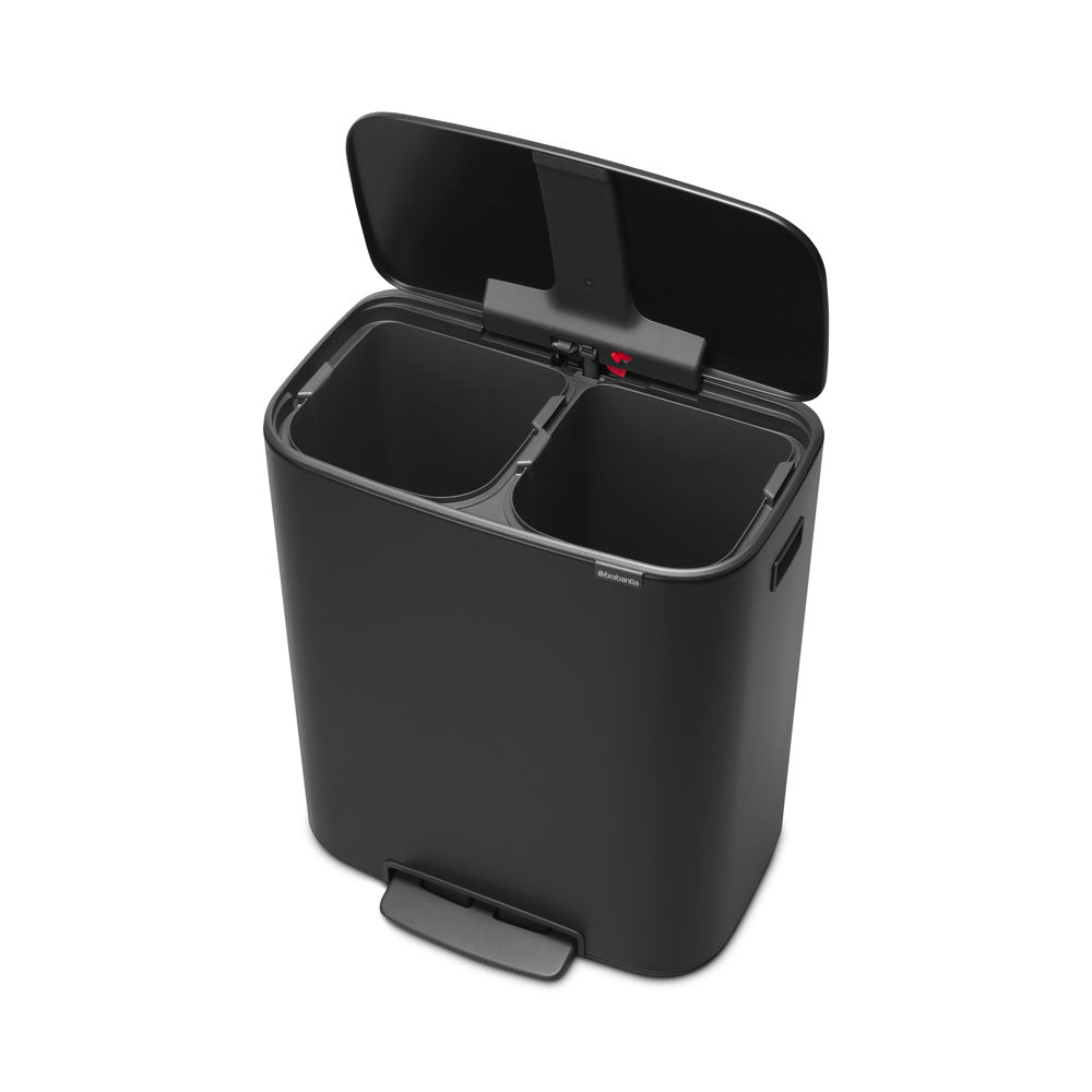 Poubelle à pédale BO black mat  2 x 30L Brabantia - Mathon