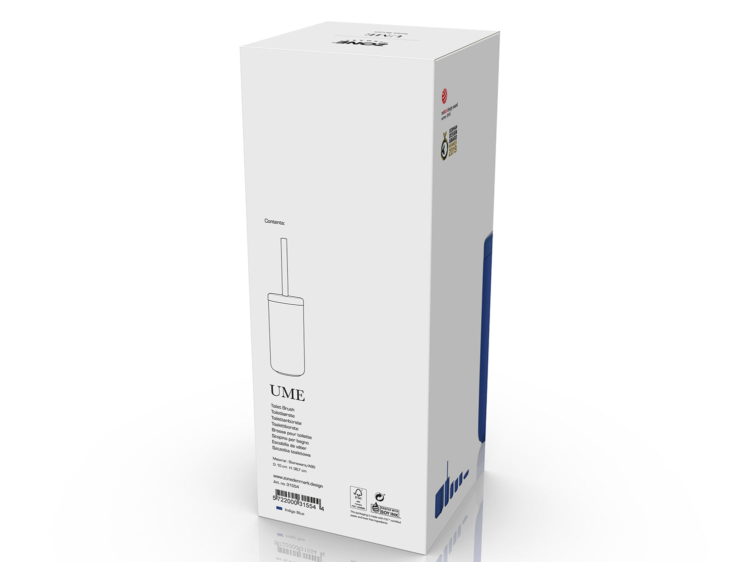 Brosse de toilette UME en grès et polypropylène Bleu indigo Zone Denmark - Mathon - 3