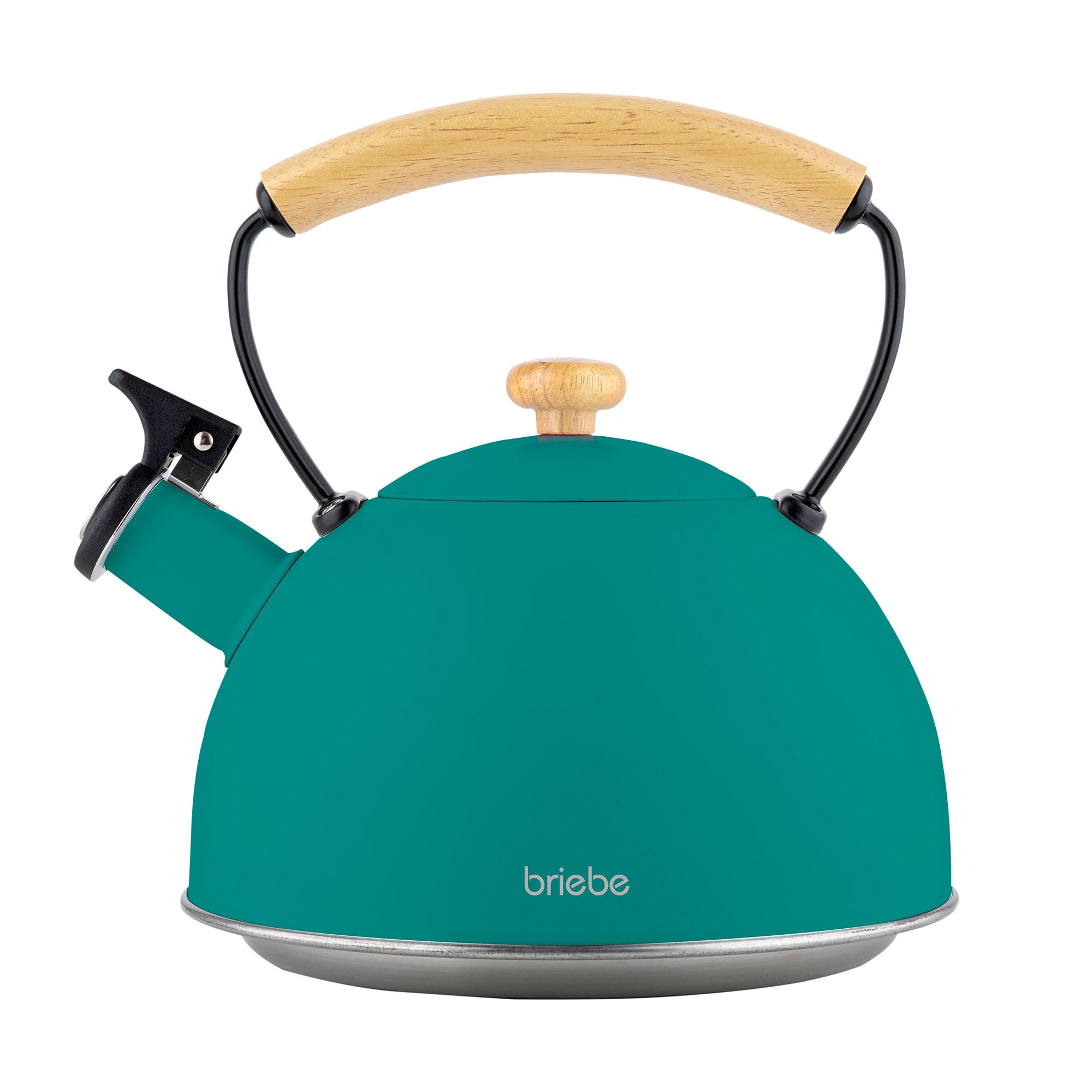 Bouilloire à Induction Théière Sifflet 2,3L  Acier Inox., Poignée en Bois  Vert Nordic - Mathon - 1