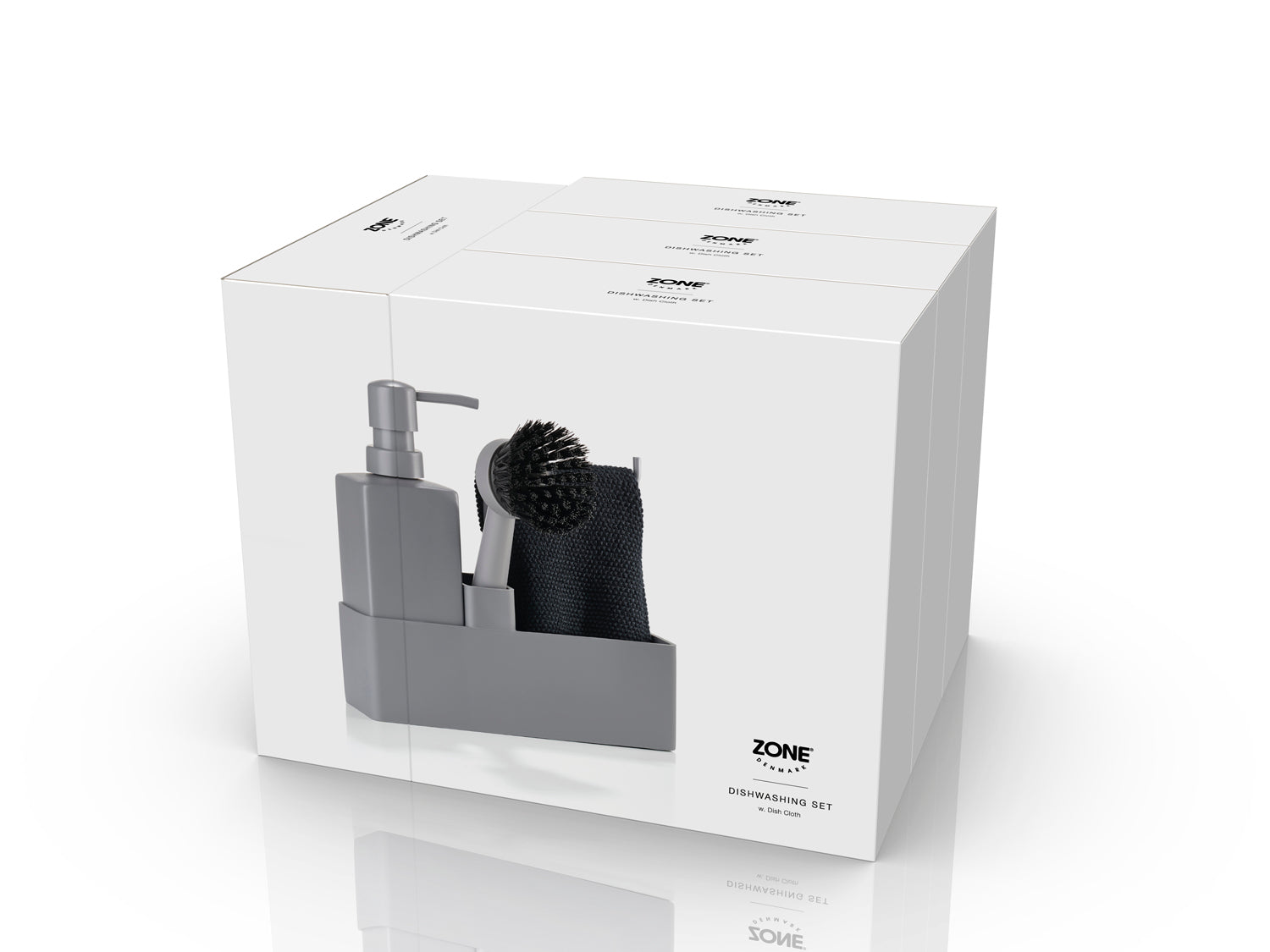 Set de vaisselle 4 pièces en silicone et céramique Gris froid Zone Denmark - Mathon - 4