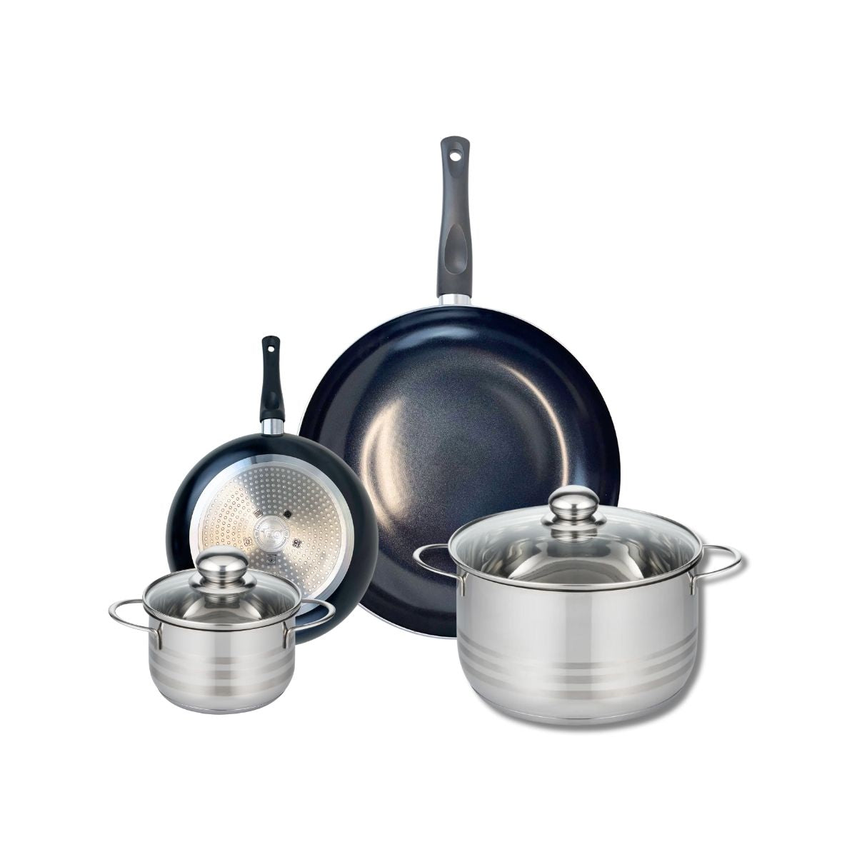 Ensemble de 2 Poêles de cuisson 20 et 32 cm et 2 faitouts 16 et 24 cm  Prima Brillant Elo - Mathon - 1