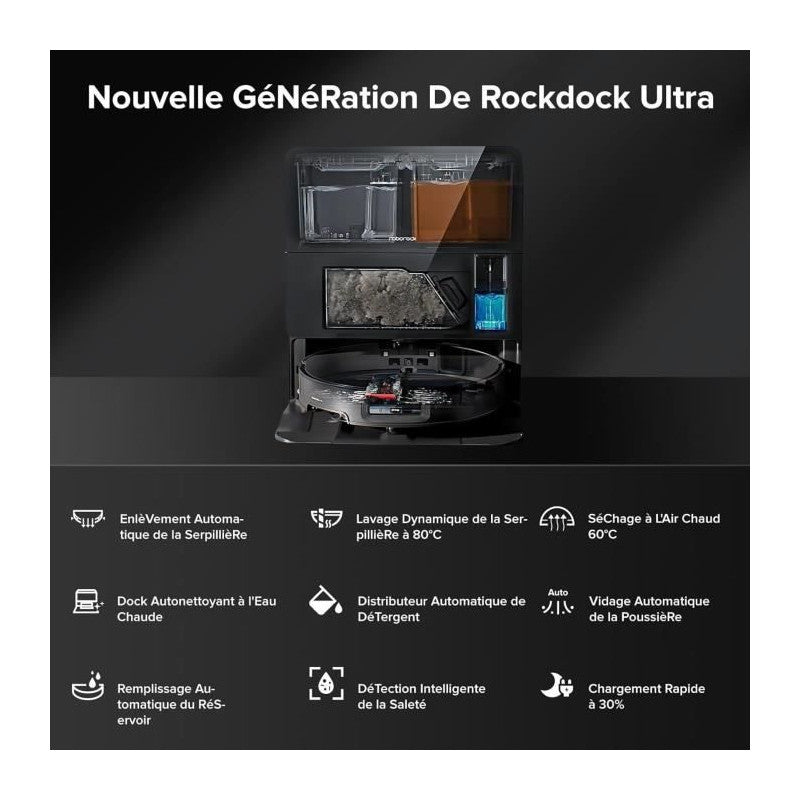 Saros 10 Black - Aspirateur Robot Laveur - 22,000 Pa - Duodivide Anti-enchevétrements - Design Ultra Fin - Brosse Flex Roborock - Mathon - 6