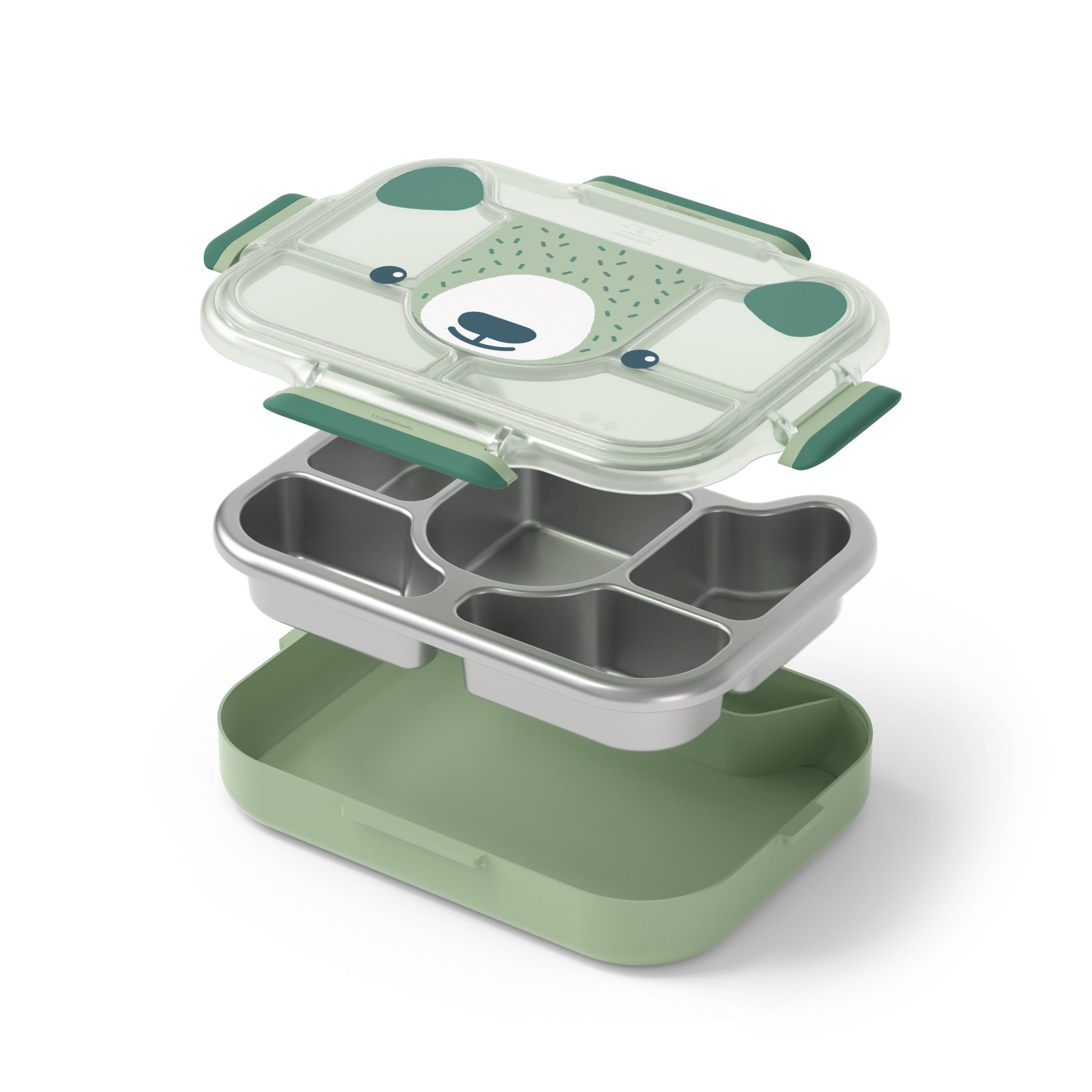 Lunch box plateau pour enfant Wonder 950ml Vert Ours Monbento - Mathon - 3