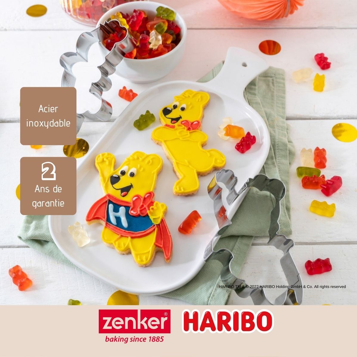Lot de 2 emporte-pièces en inox motif ourson doré Zenker Haribo Zenker - Mathon - 4
