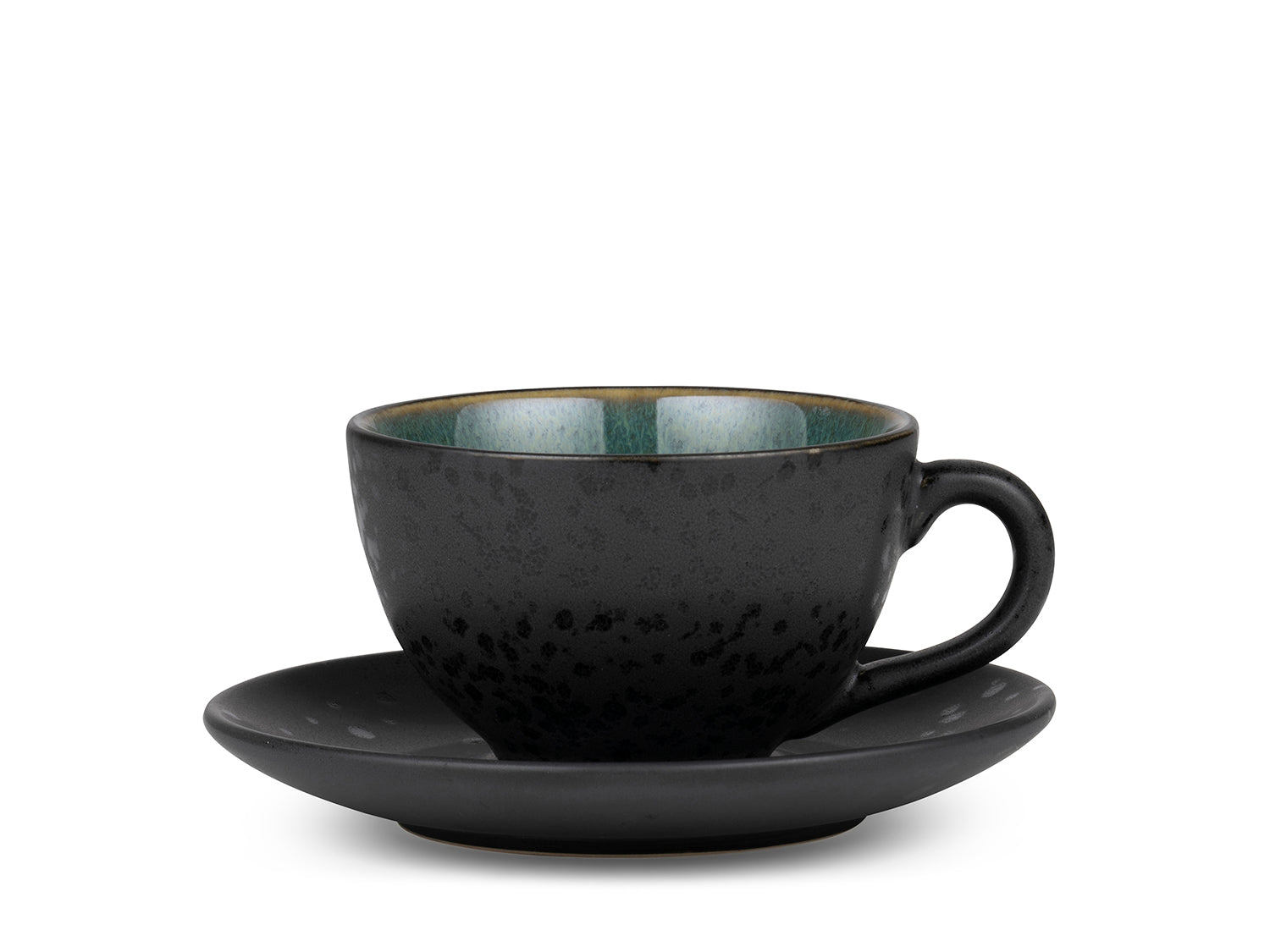 Tasse avec soucoupe GASTRO en grès Noir/Vert Bitz - Mathon