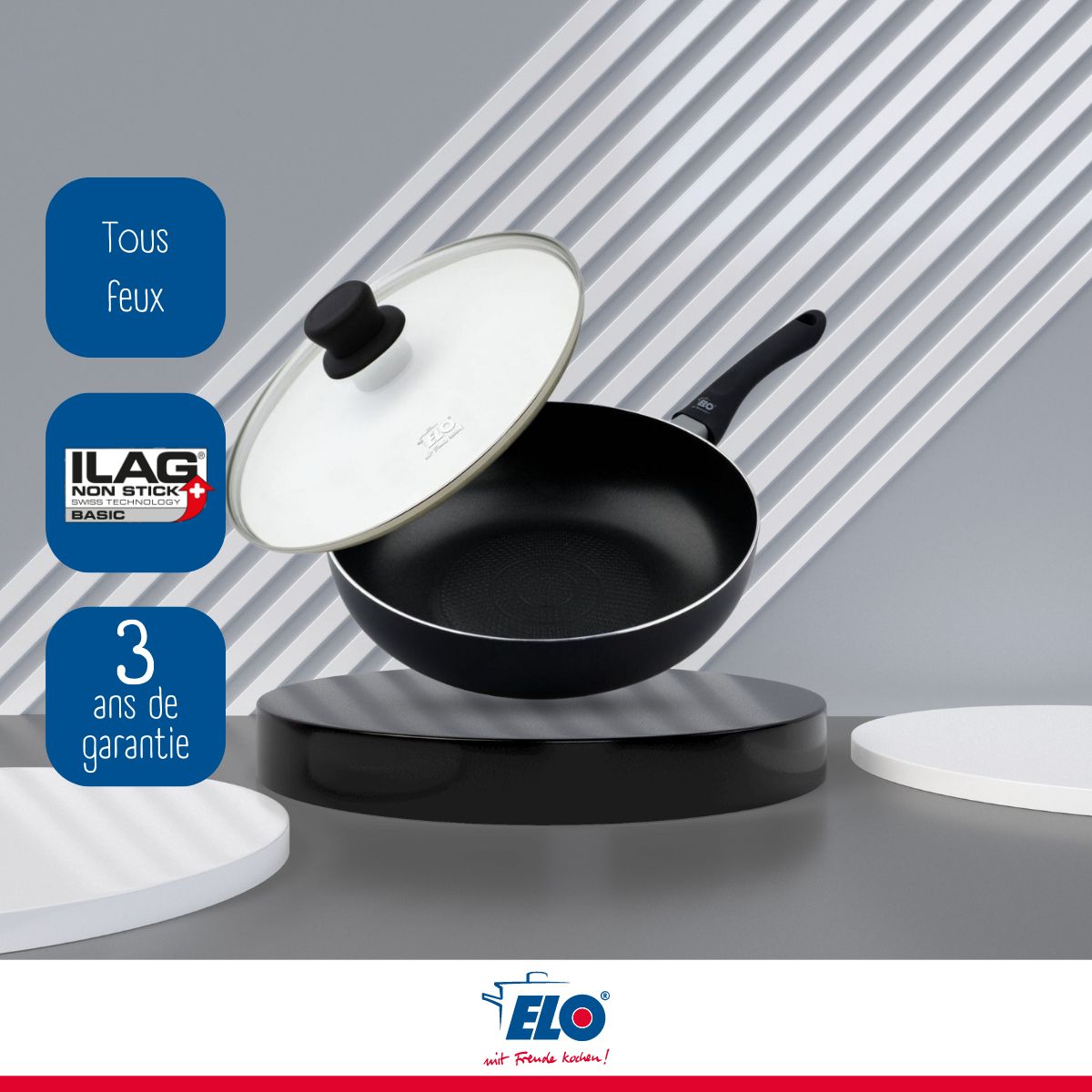 Poêle à frire 28 cm avec couvercle en verre  Smart Life Elo - Mathon - 5