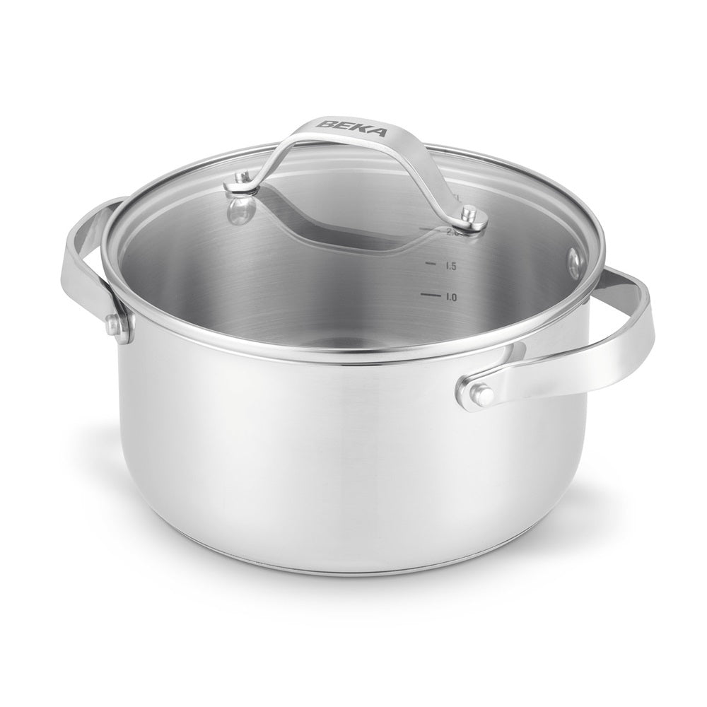 Faitout Cicla avec couvercle en verre 20 cm en acier inoxydable recyclé Beka - Mathon - 1