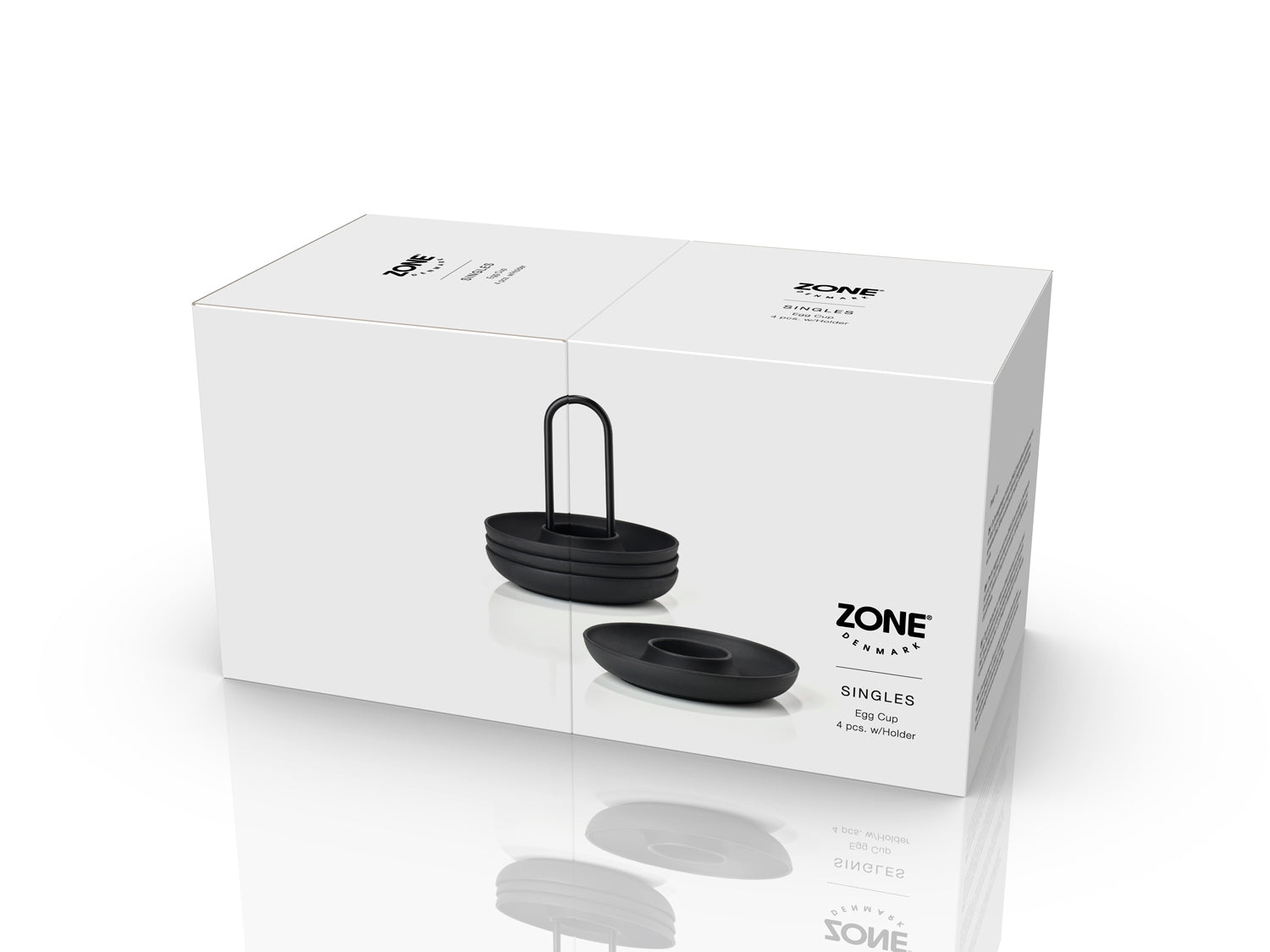 Set de 4 coquetiers avec support SINGLES en silicone Noir Zone Denmark - Mathon - 4