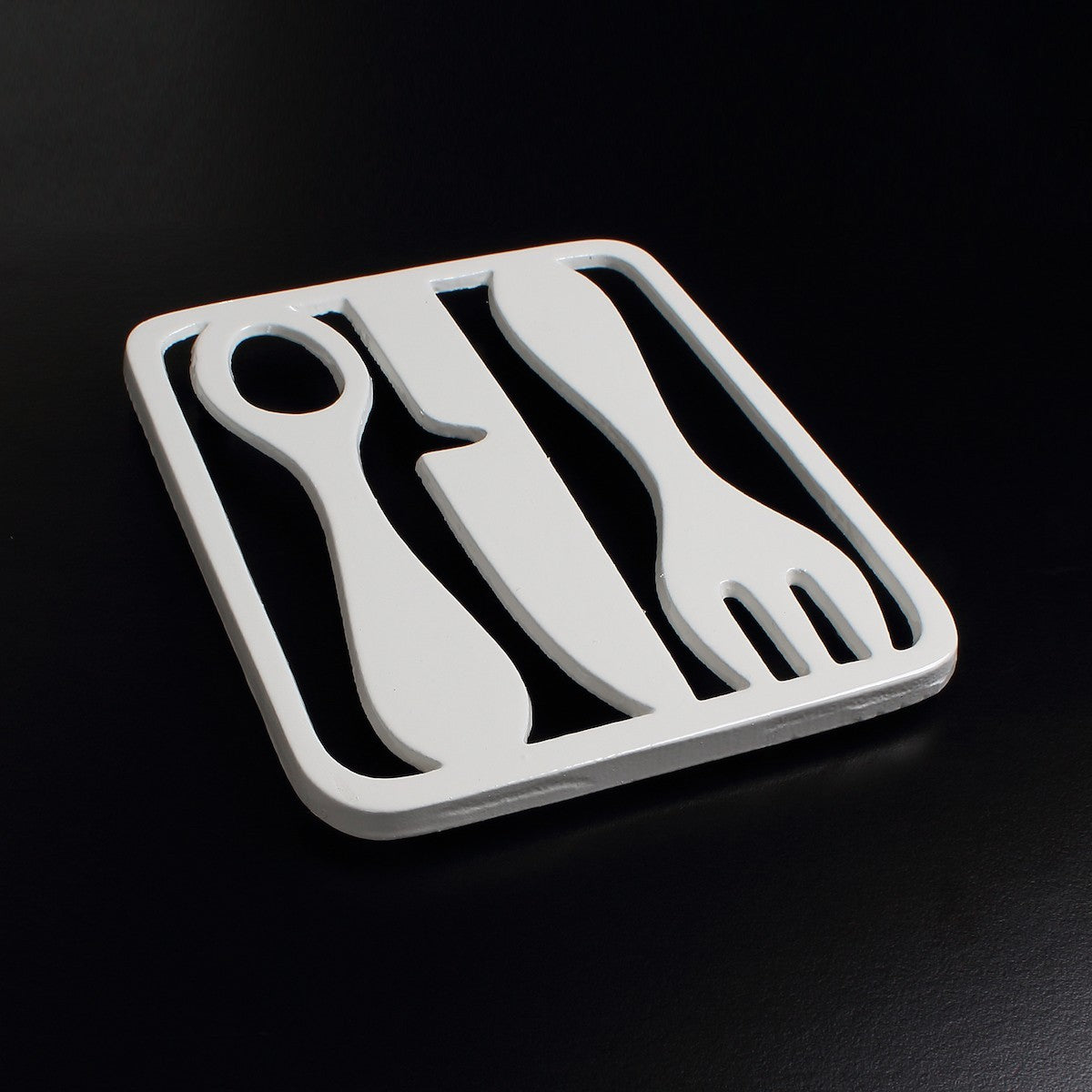 Dessous de plat métal blanc design couverts - Lot de 2 Astuceo - Mathon - 2