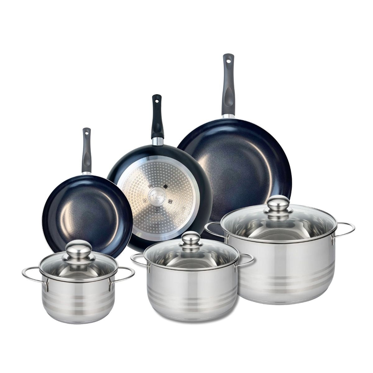 Ensemble de 3 Poêles de cuisson 20, 24 et 28 cm et 3 faitouts 16, 20 et 24 cm  Prima Brillant Elo - Mathon - 1