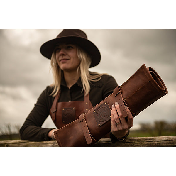 Trousse à couteaux artisanale en cuir 5 emplacements cognac Witloft - Mathon - 5