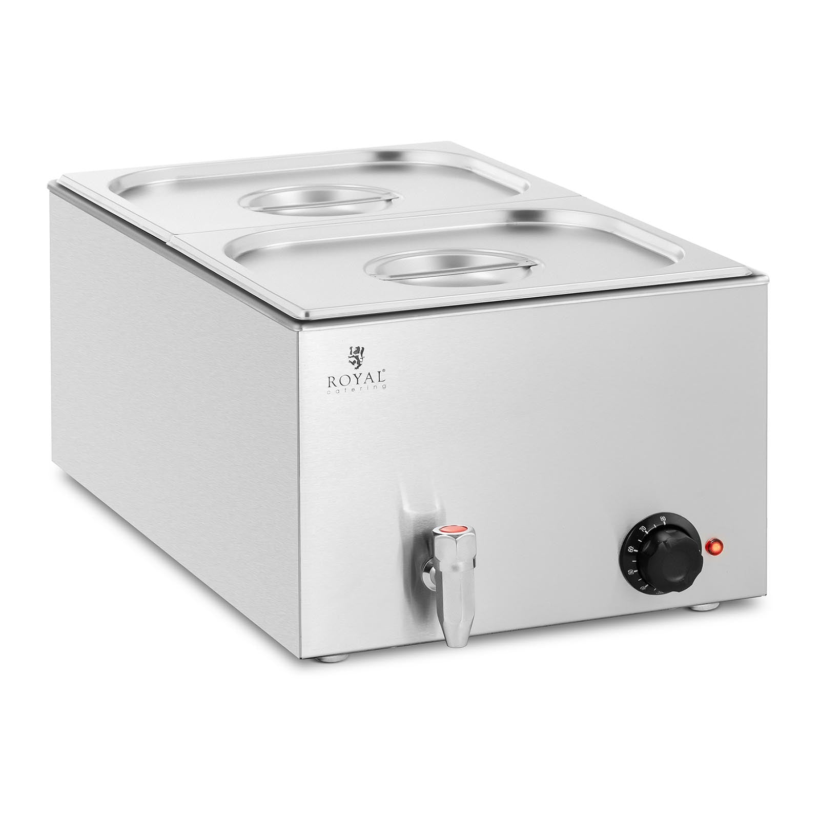 Bain-marie chauffe-plat bain-marie professionnel 600 watts 2 x GN 1/2 robinet de vidange 14_0004218 - Mathon - 1