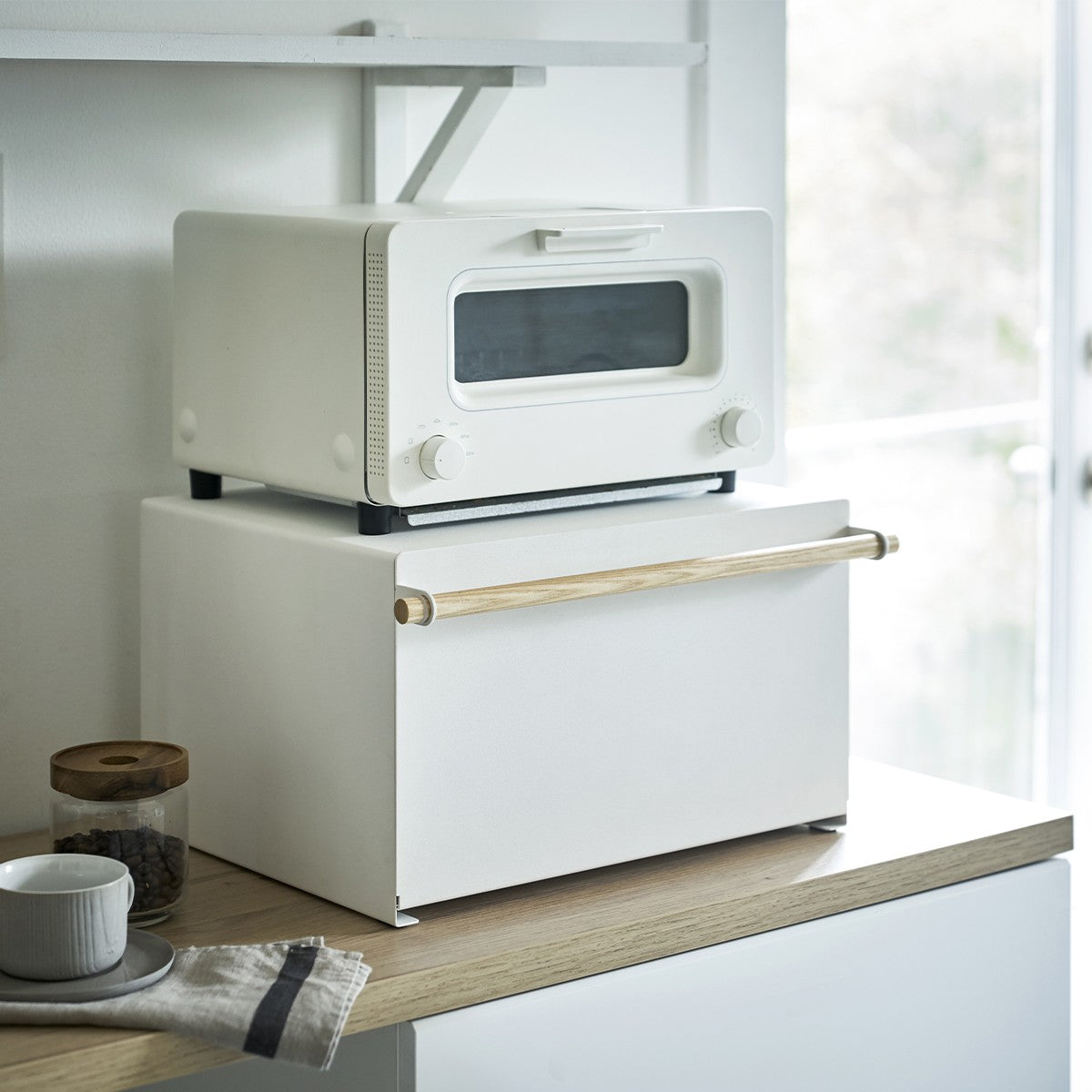 Boite de rangement blanche avec poignée en bois - L43 cm Calicosy - Mathon - 5