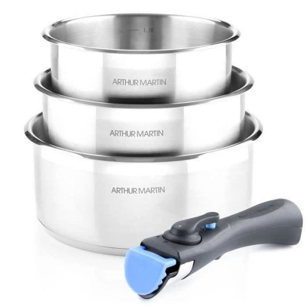 Set De 3 Casseroles 16-18-20 Cm Arthur Martin Am3710 - Acier Inoxydabl Arthur Martin - Mathon - 1