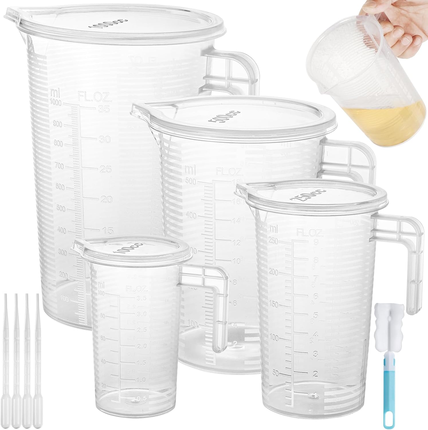 Ensemble 4 Tasses à Mesurer avec Couvercles et Pipettes Vendos85 - Mathon