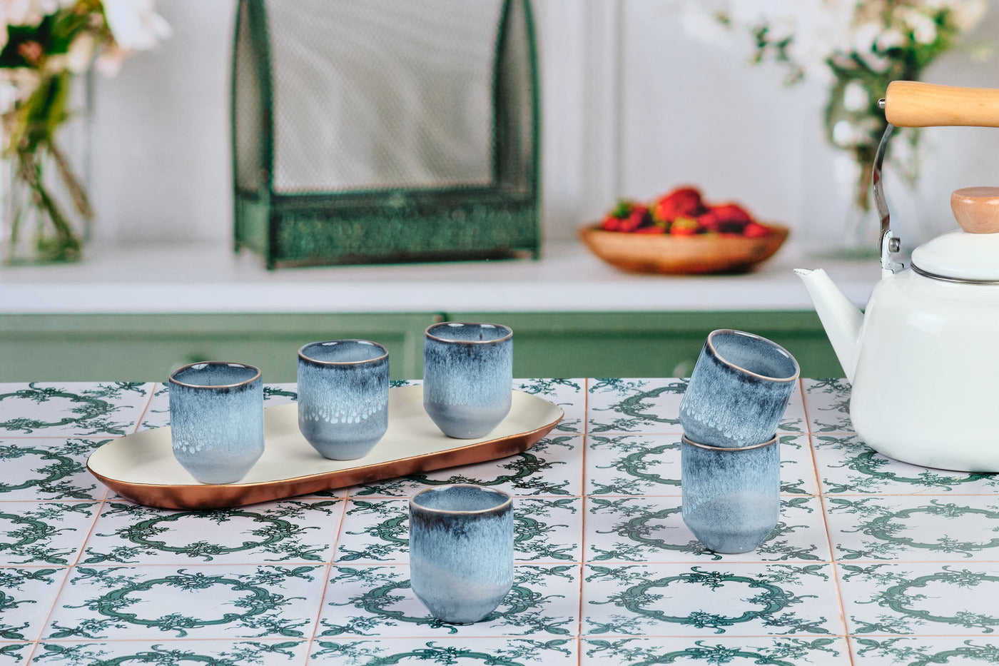 Lot de 6 tasses en grès bleu D5.3 Björn - Mathon - 2