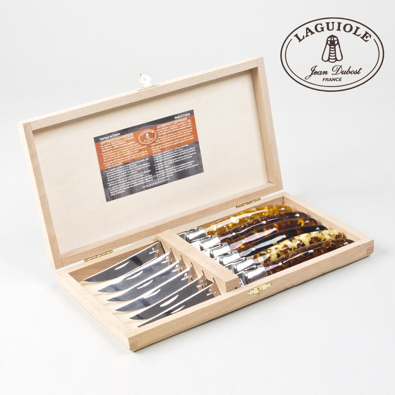 Coffret 6 couteaux laguiole acrylique ecaille Jean Dubost - Mathon - 3