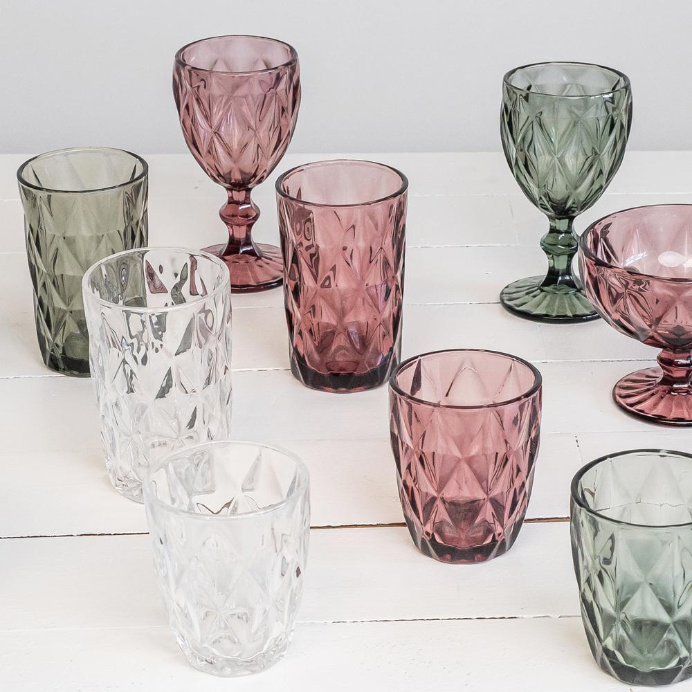 Boite de 6 verres à pied 25 cl diamond rose Trend