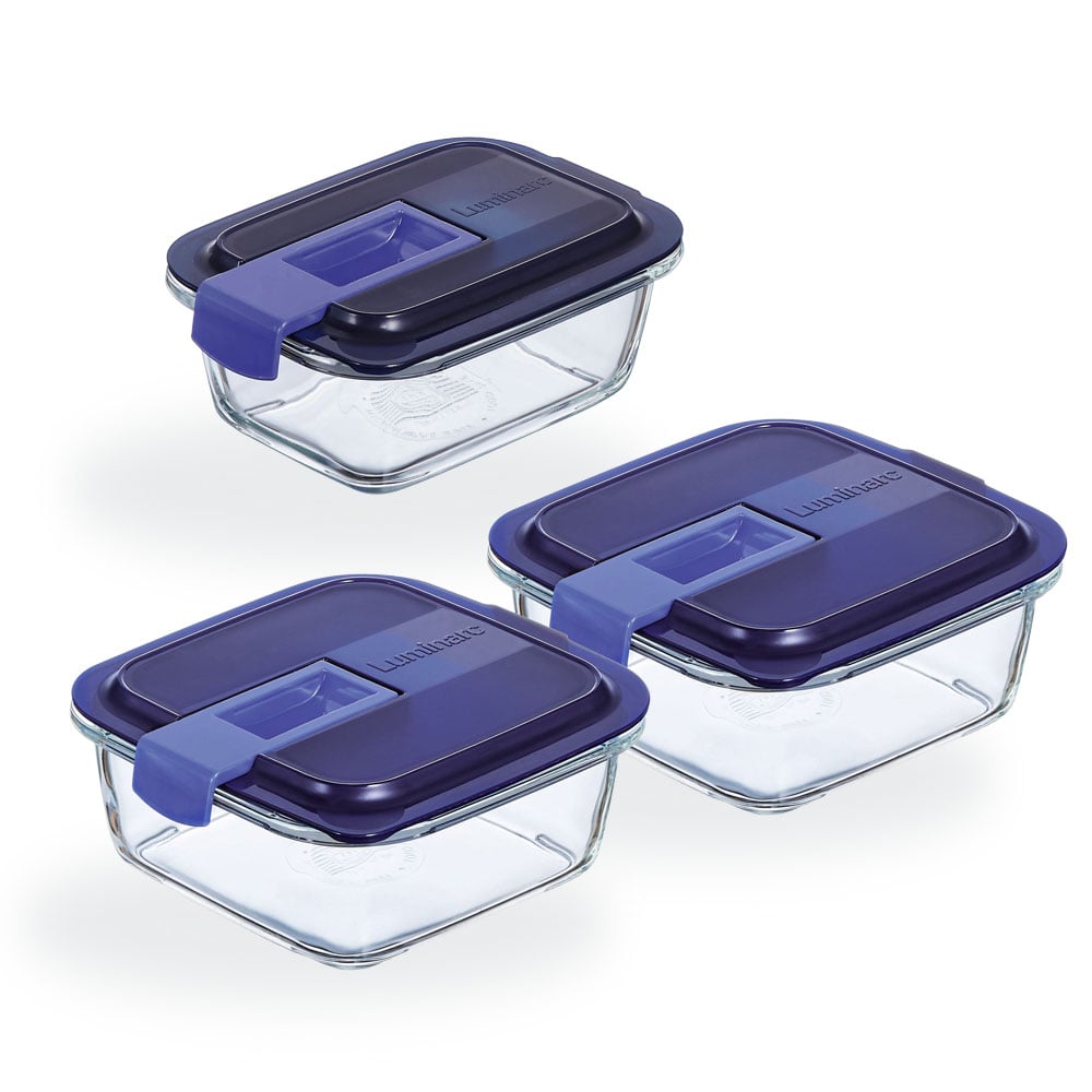 Lot de 3 boites de conservation (1 rectangle 38 cl et 2 carrées 76 cl) Easy Box - Luminarc Luminarc - Mathon - 1