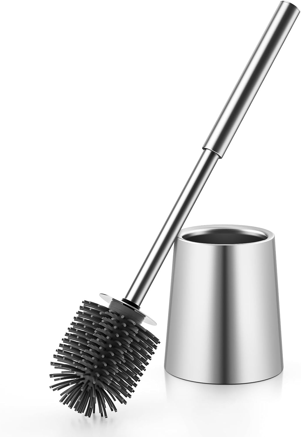 Brosse WC Argent avec Tête en Silicone et Support Vendos85 - Mathon