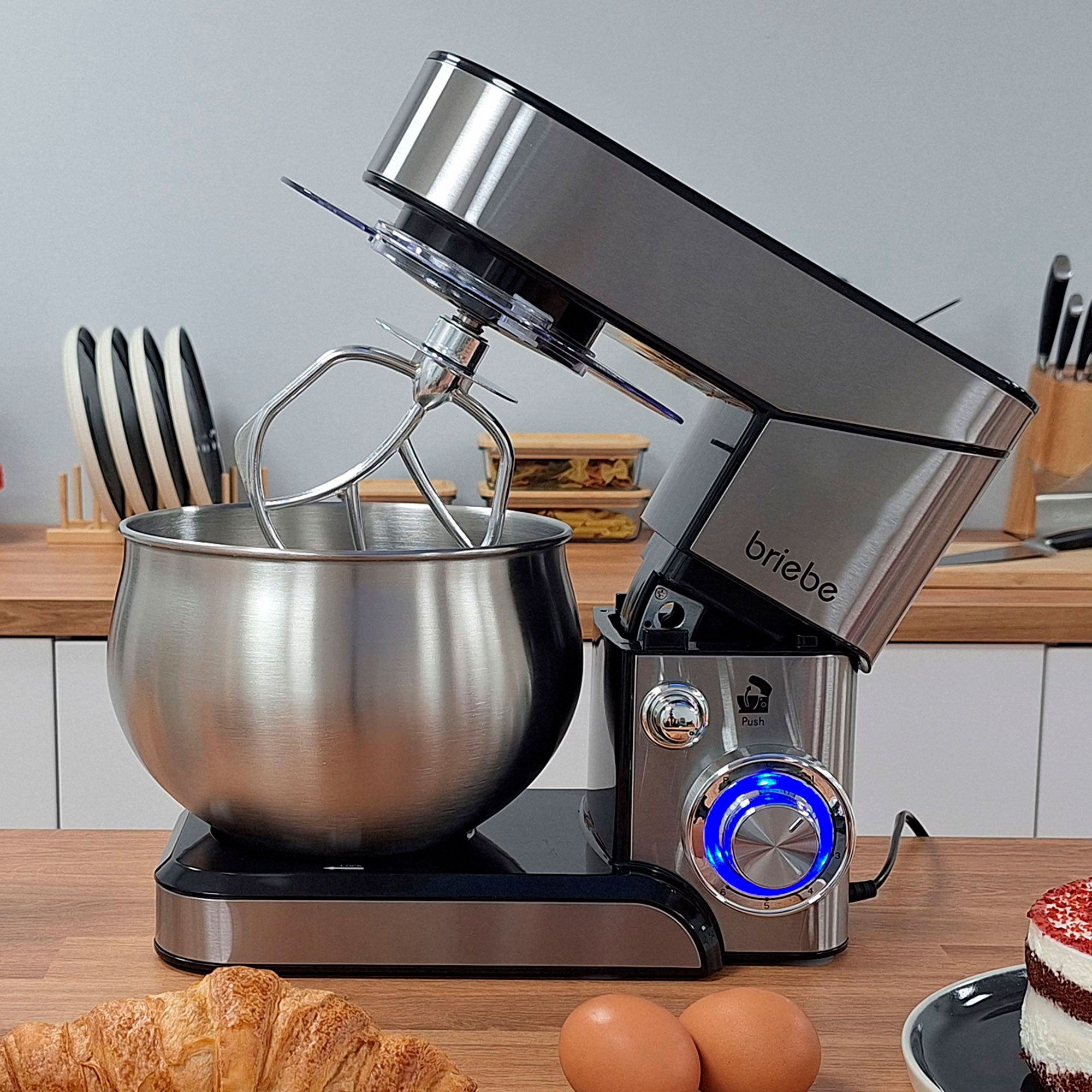 Robot Pâtissier Boulangerie Cuisine Ménager Multifonction Bol Inox 5L 6 Vitesses 1800 Acier Inoxydable KM1114 - Mathon - 5