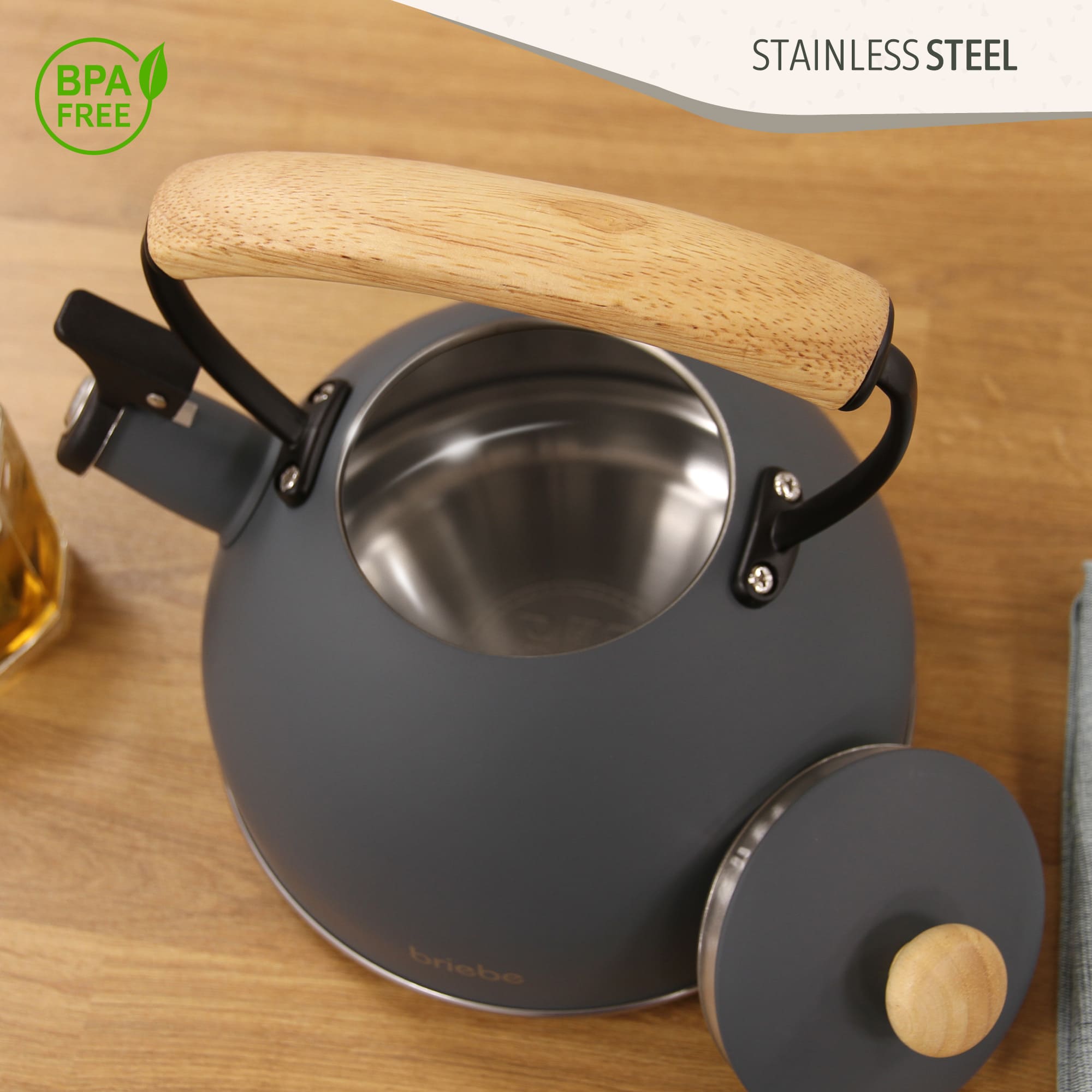 Nordic Ensemble Grille Pain 2 Fentes Larges, Bouilloire Sifflante Induction 2,3L 870 Gris SKT1177GRY - Mathon - 6