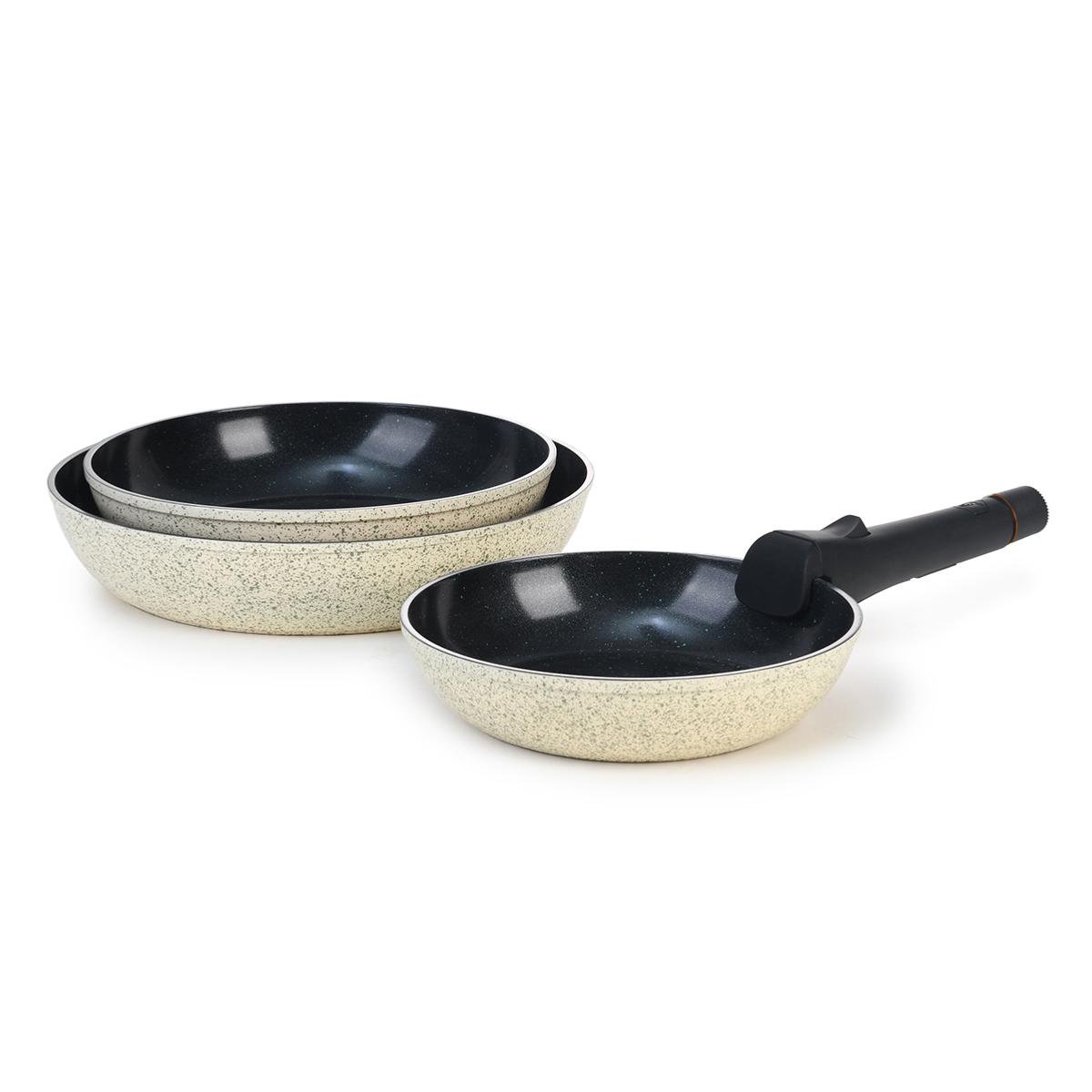 Set de 3 poêles vert amovible 20/24/28cm - "Jade" Laguiole Cuisson - Mathon - 1