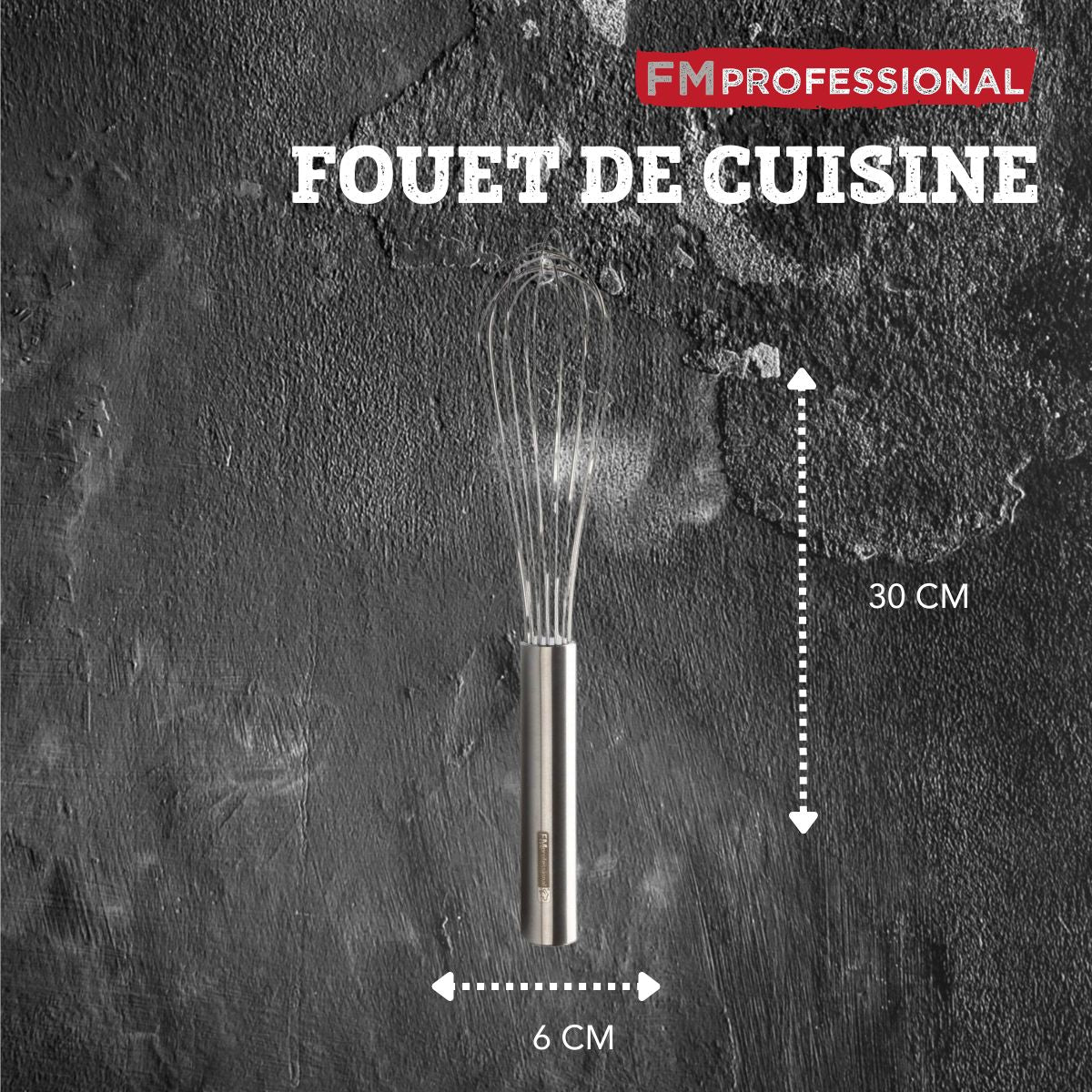 Fouet de cuisine et pâtisserie en inox 30 cm FM Professional - Mathon - 3
