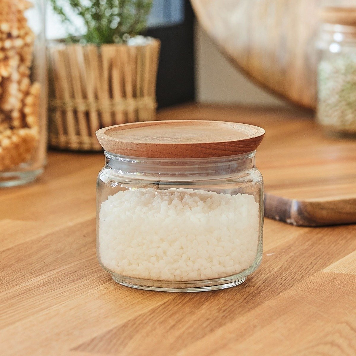 Lot de 2 pots de conservation Pure Jar Wood- Luminarc - En verre avec couvercle en bois - 1L + 0,5L Luminarc - Mathon - 3