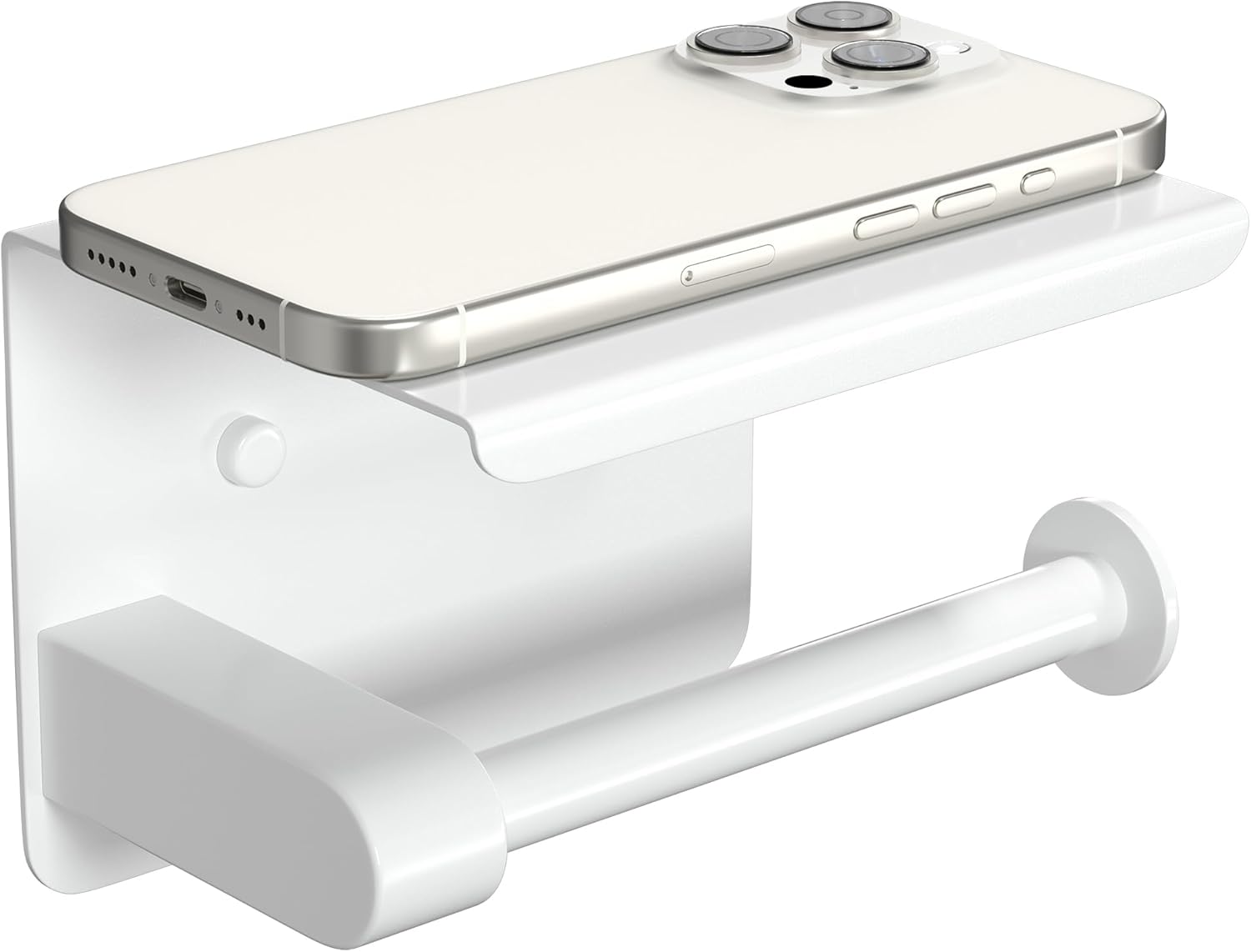 Porte-papier toilette acier blanc autocollant moderne Vendos85 - Mathon