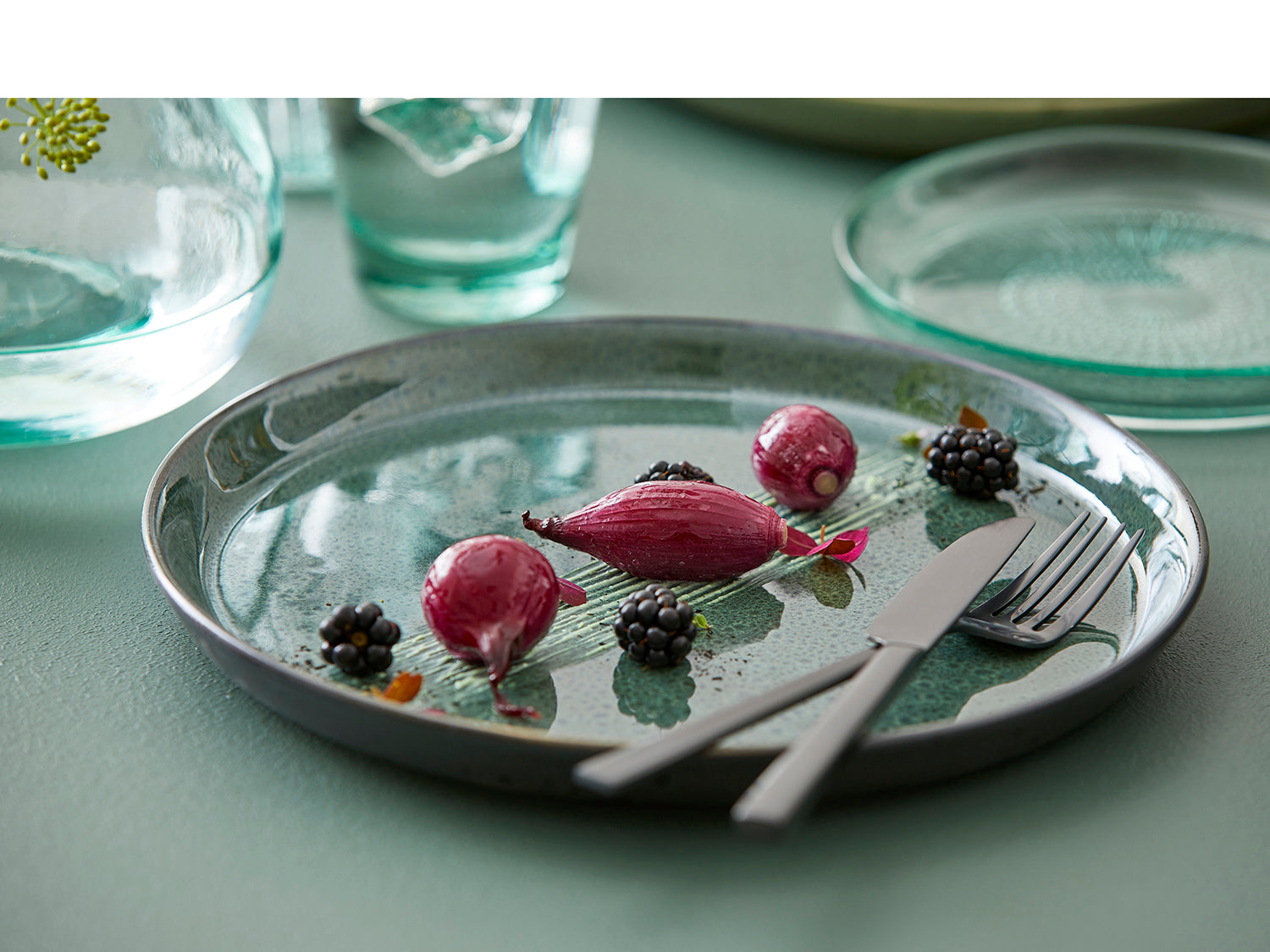 Assiette GASTRO en grès Noir/Vert Bitz - Mathon - 2