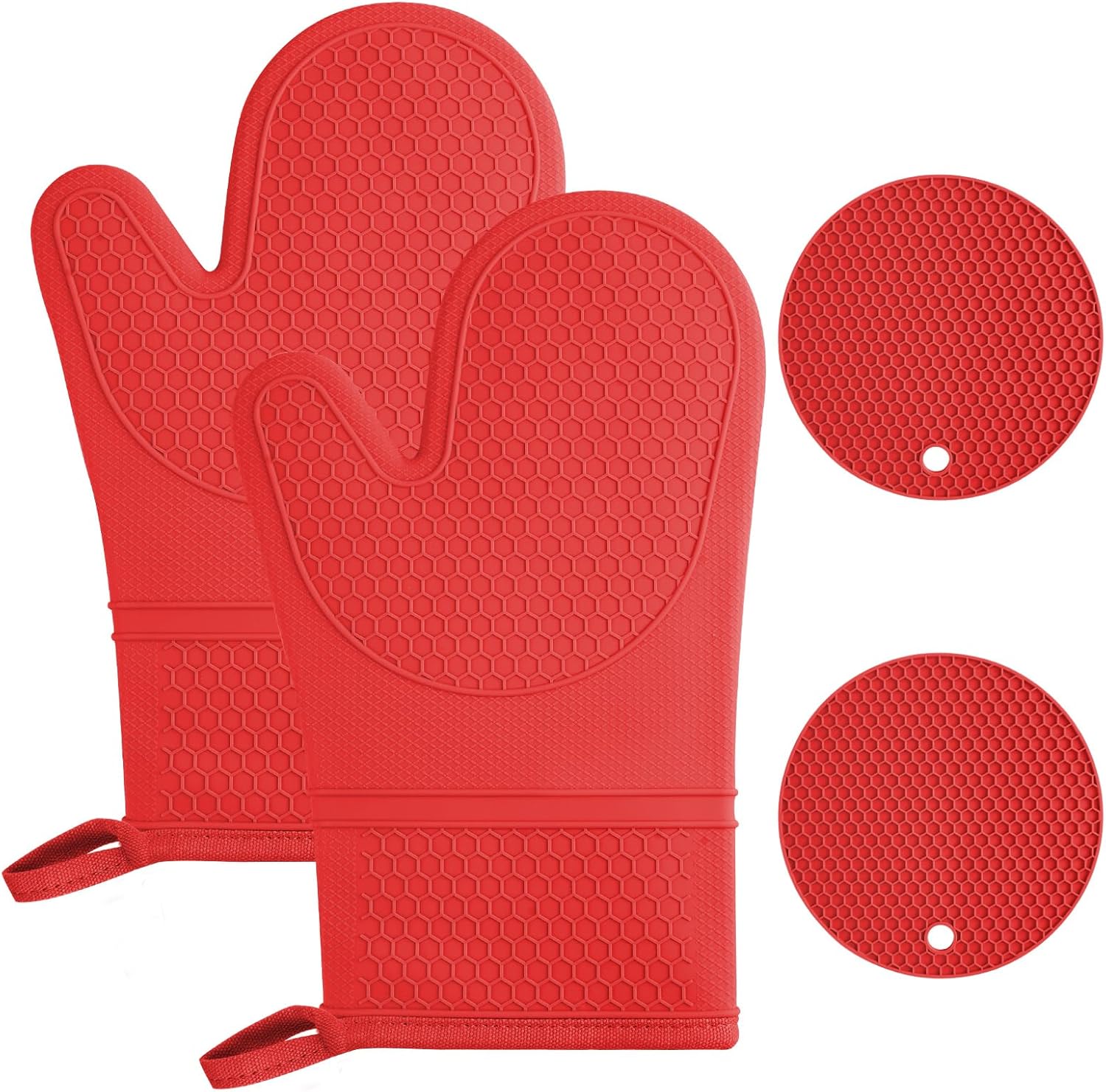 Gants de Cuisine Silicone Anti-Chaleur 27,5 cm rouge Vendos85 - Mathon