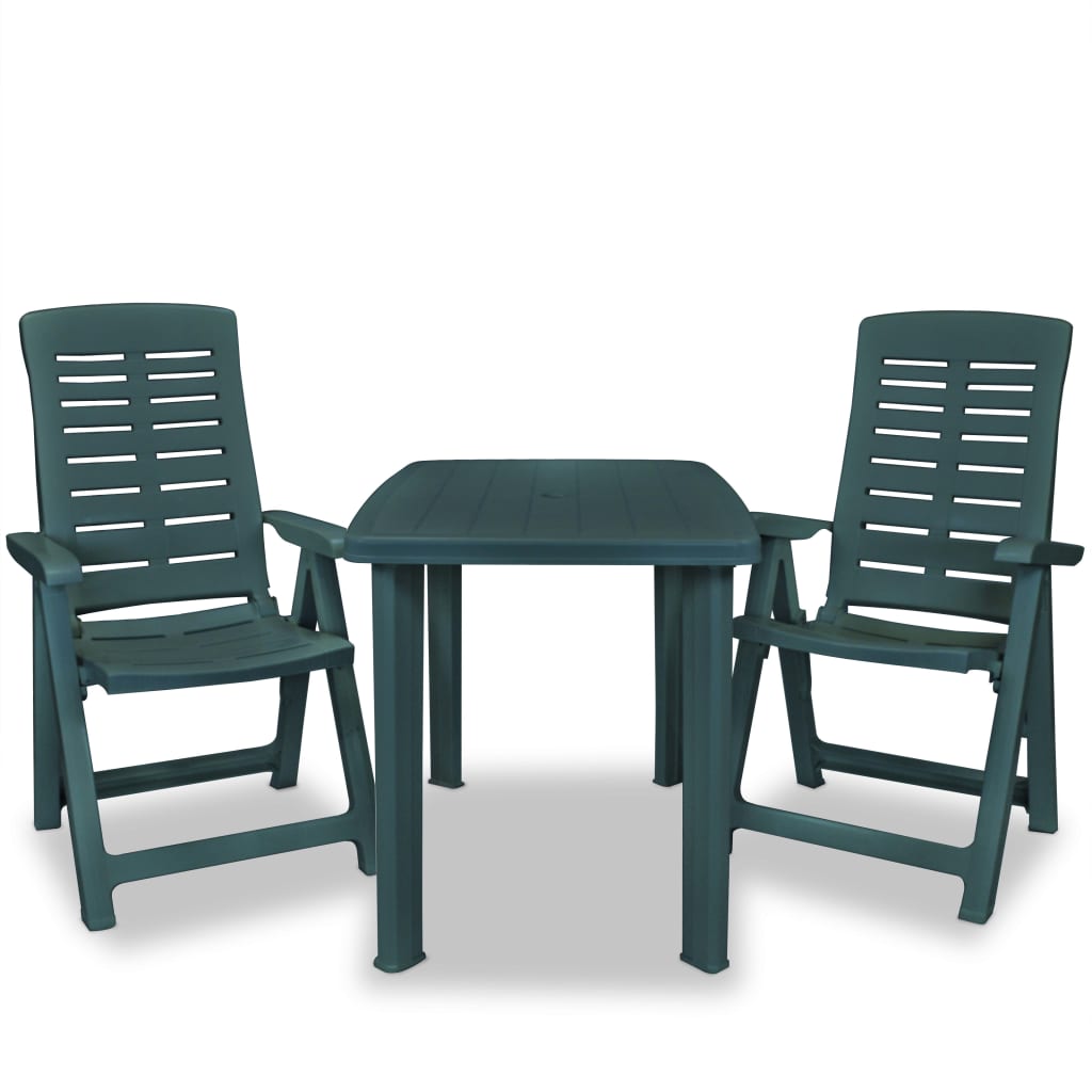 Mobilier de bistro 3 pièces plastique vert 02_0014544 - Mathon - 2