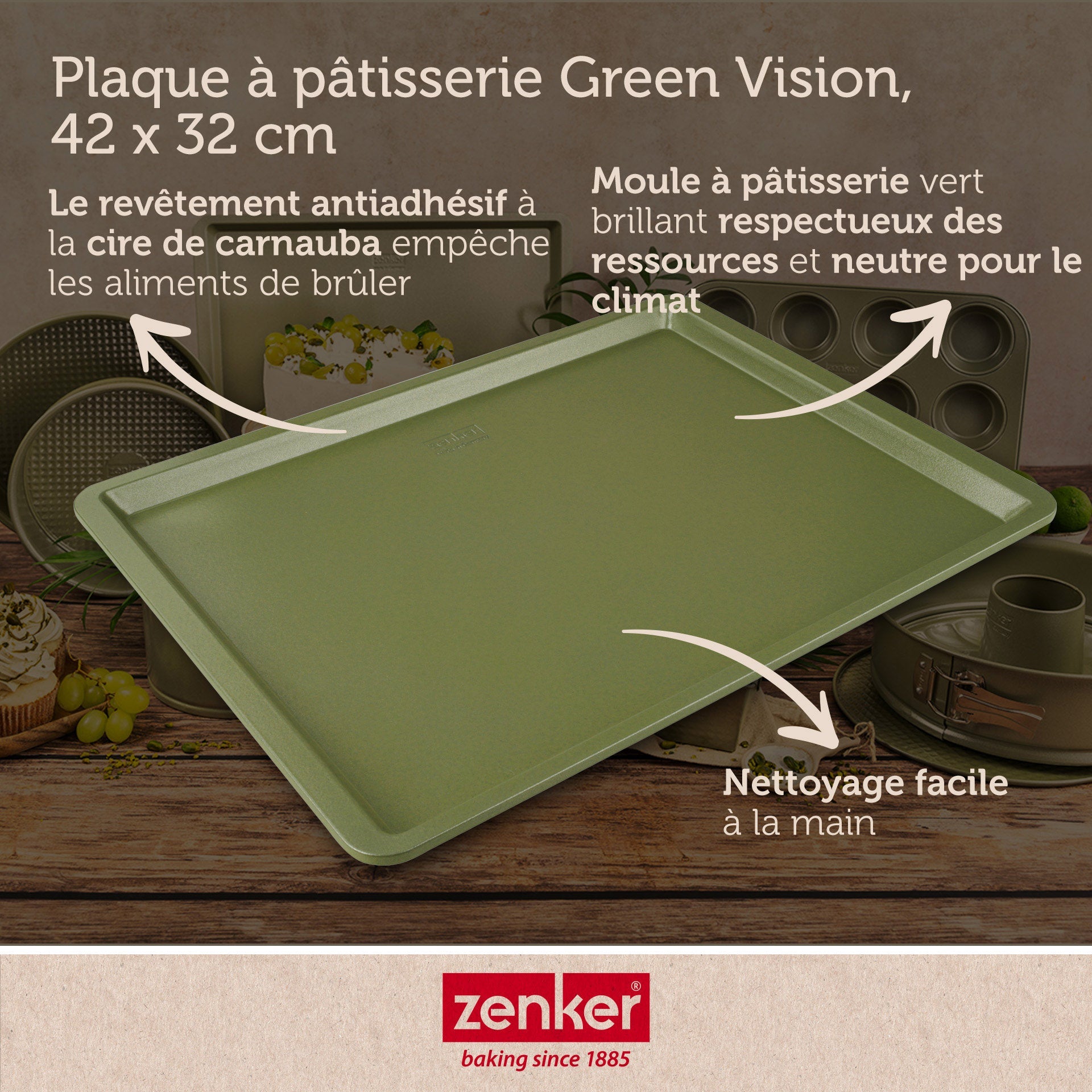 Plaque à pâtisserie 42 x 32 cm Zenker Green Vision Zenker - Mathon - 3