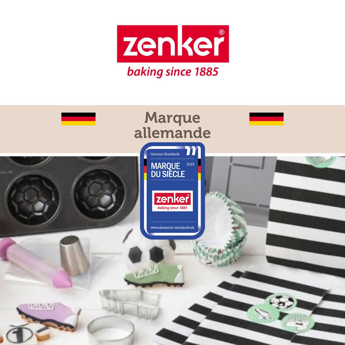 Moule demi sphère pour gâteau ballon de foot 18 cm Zenker Spécial Football Zenker - Mathon - 7