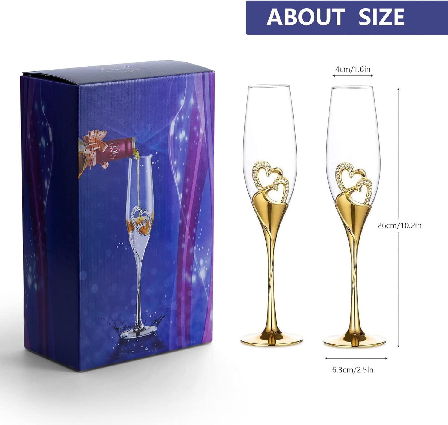 Flûtes à champagne cœur en cristal et métal argenté – Lot de 2 Vendos85 - Mathon