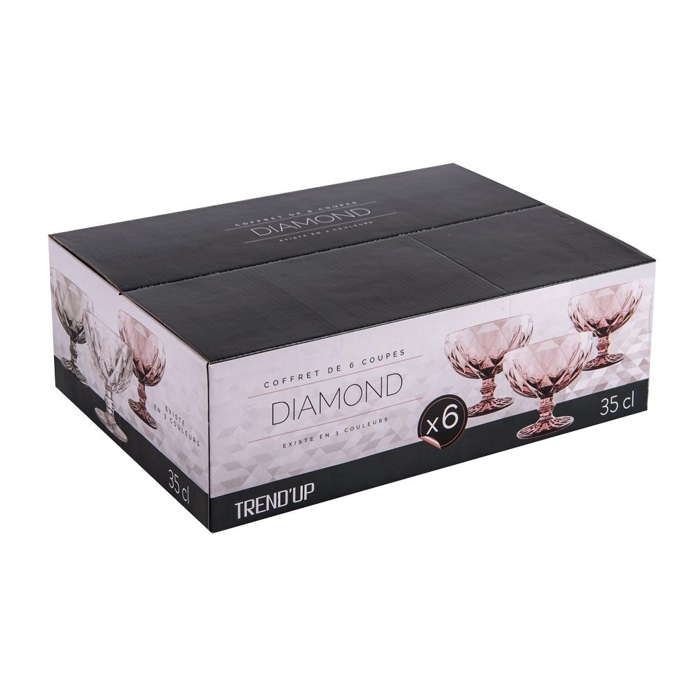Boite de 6 coupes de glace 35 cl diamond rose Trend