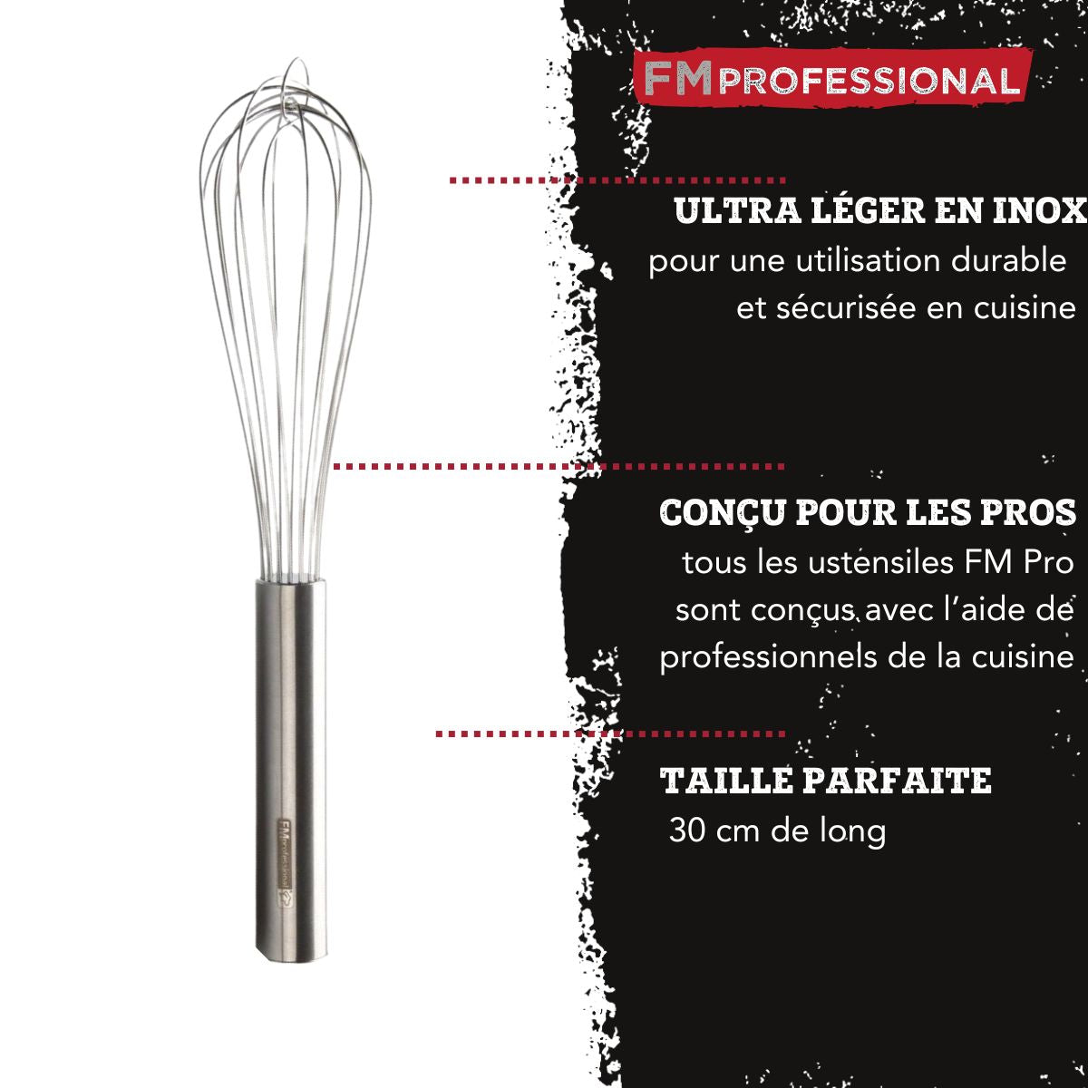 Fouet de cuisine et pâtisserie en inox 30 cm FM Professional - Mathon - 2