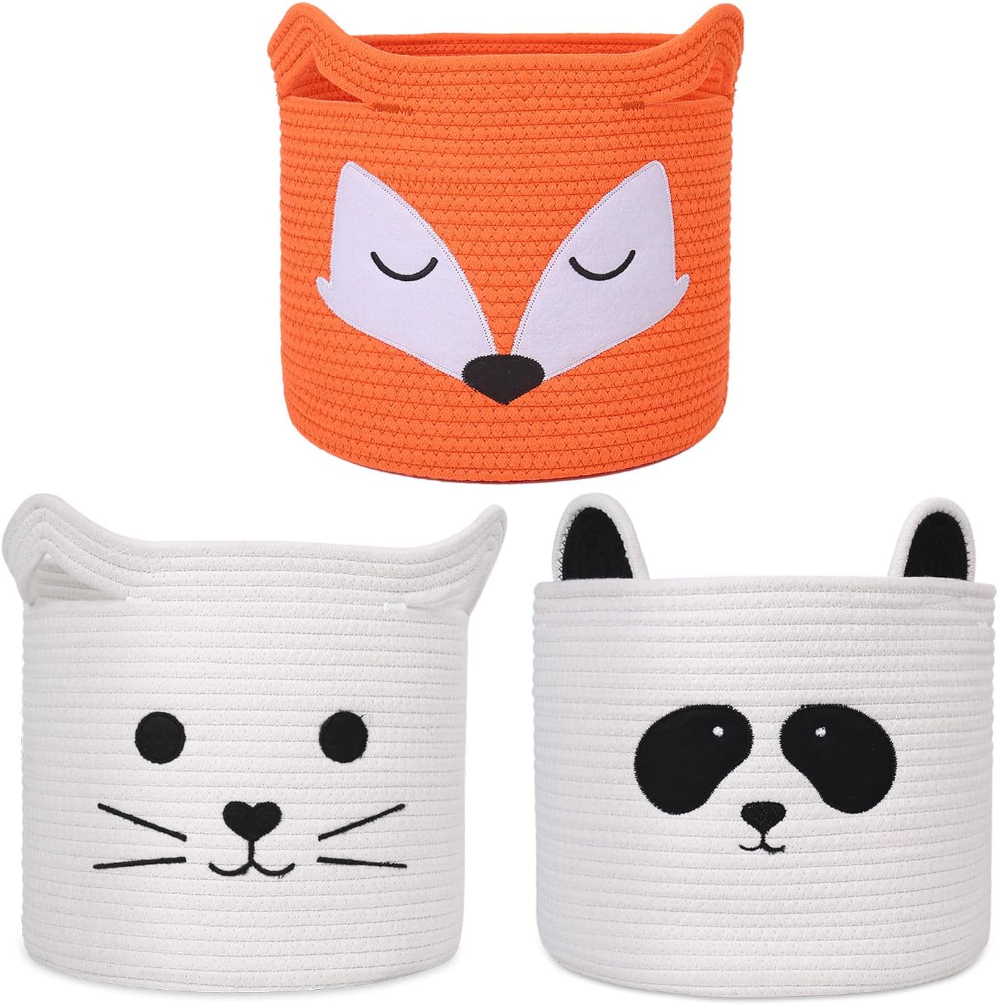 Lot de 3 paniers de rangement Panda en coton 30×30×30 cm Vendos85 - Mathon